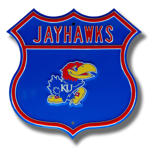 Kansas Jayhawks Embossed Steel Route Sign