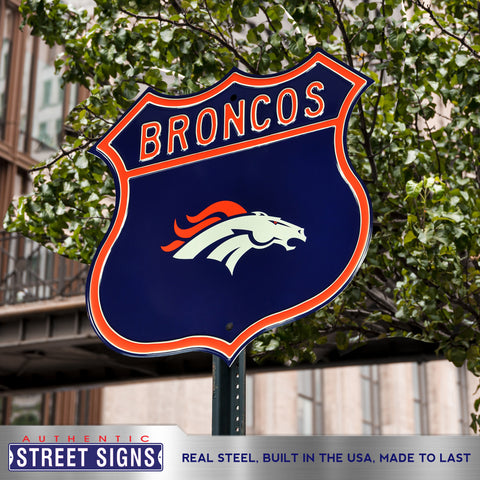 Denver Broncos Embossed Steel Route Sign