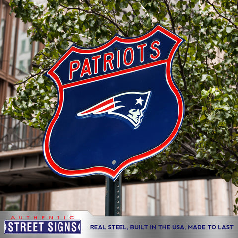 New England Patriots Embossed Steel Route Sign