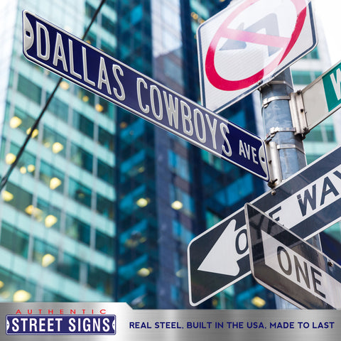 Dallas Cowboys - DALLAS COWBOYS AVE - Navy Embossed Steel Street Sign
