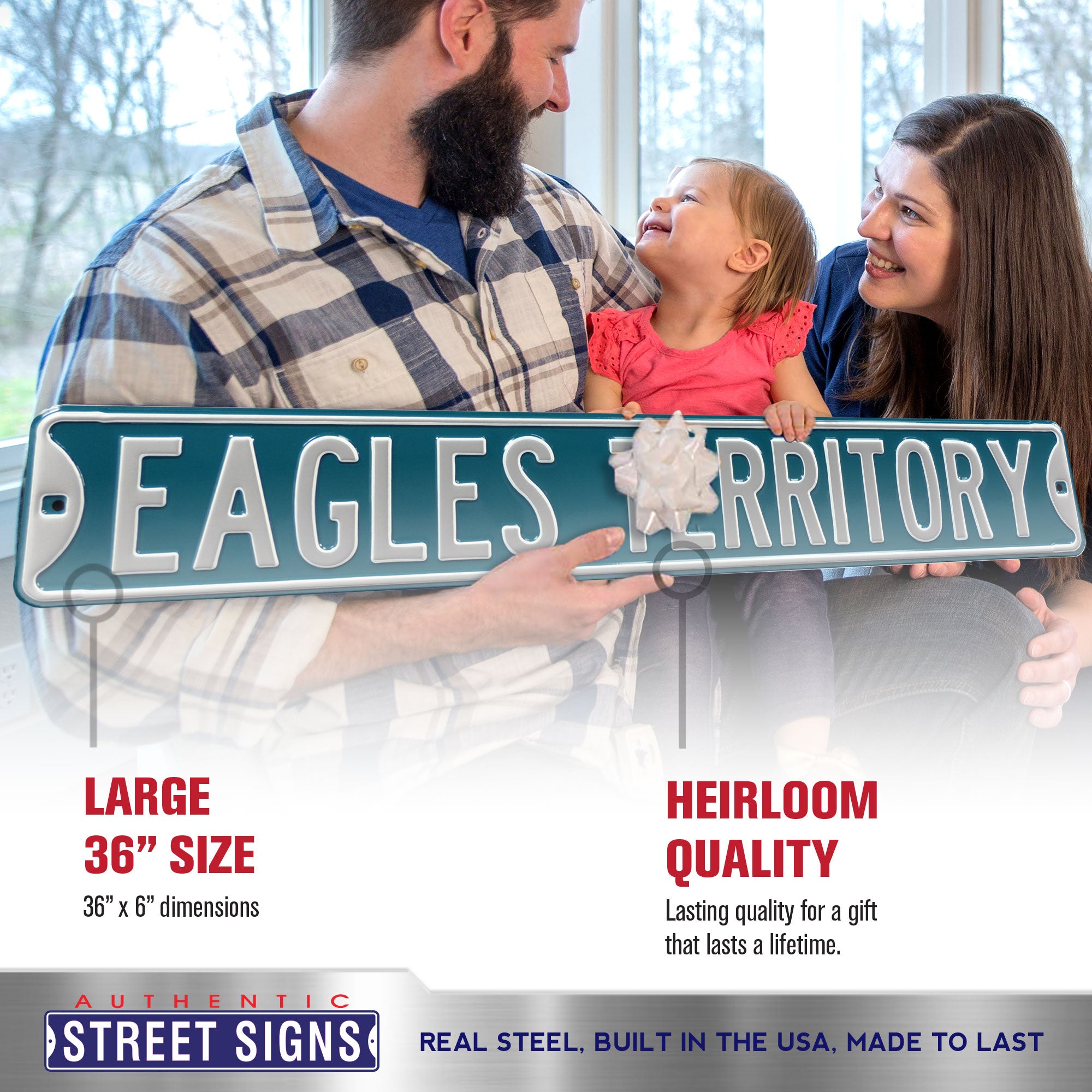 Philadelphia Eagles - EAGLES TERRITORY - Embossed Steel Street Sign