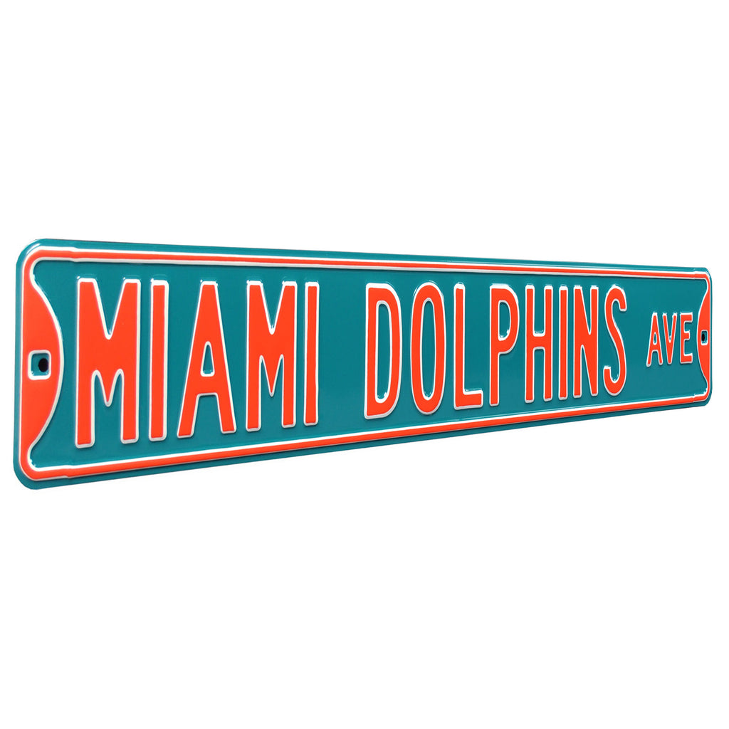 Miami Dolphins - MIAMI DOLPHINS AVE - Embossed Steel Street Sign