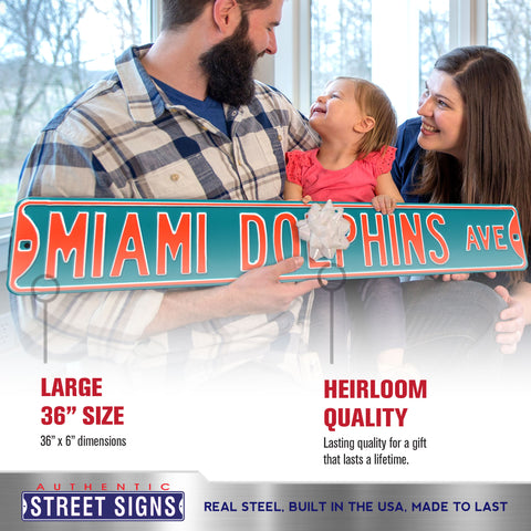 Miami Dolphins - MIAMI DOLPHINS AVE - Embossed Steel Street Sign