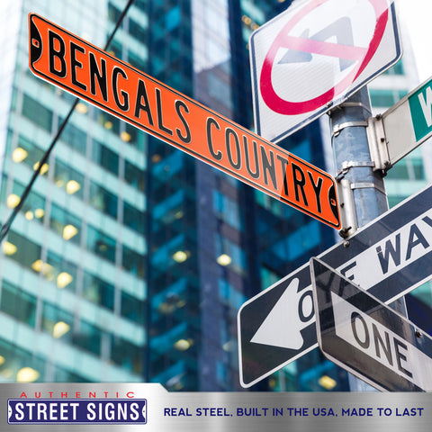Cincinnati Bengals - BENGALS COUNTRY - Embossed Steel Street Sign