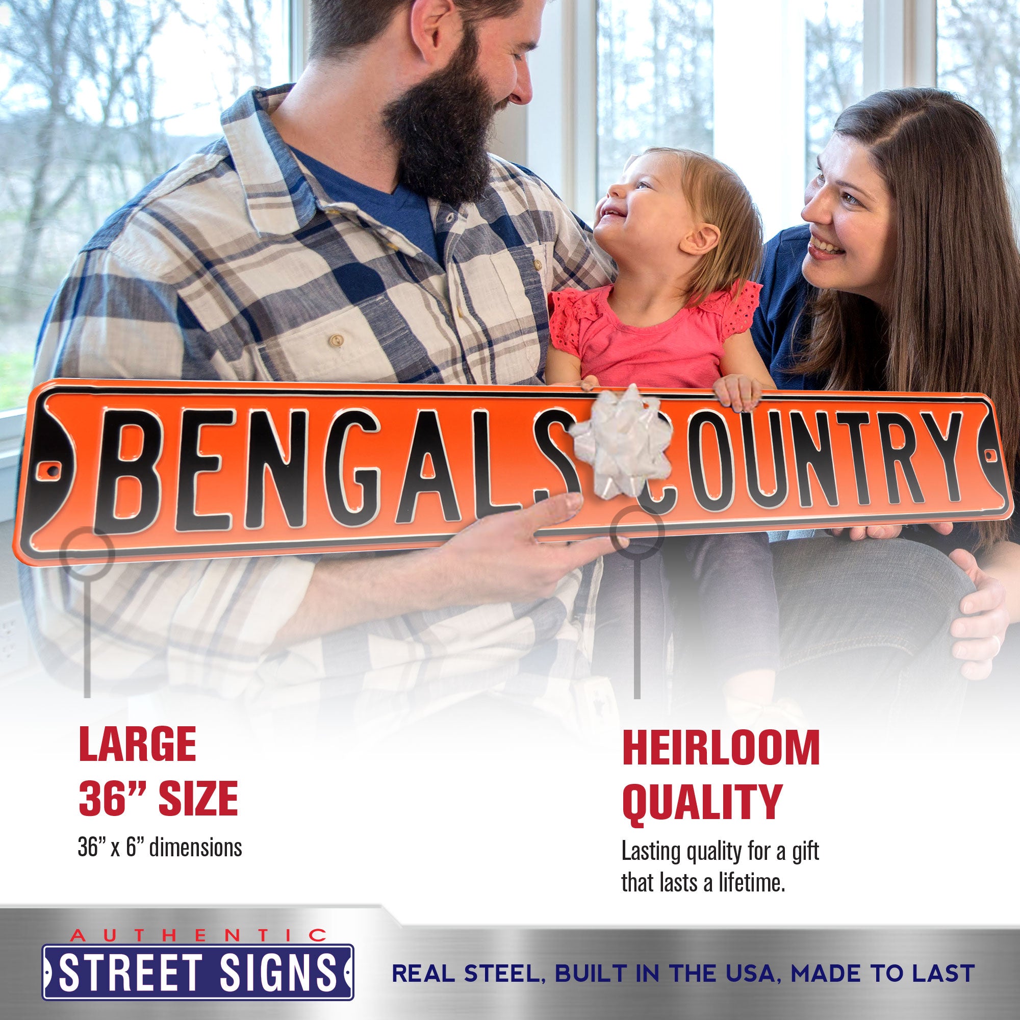 Cincinnati Bengals - BENGALS COUNTRY - Embossed Steel Street Sign