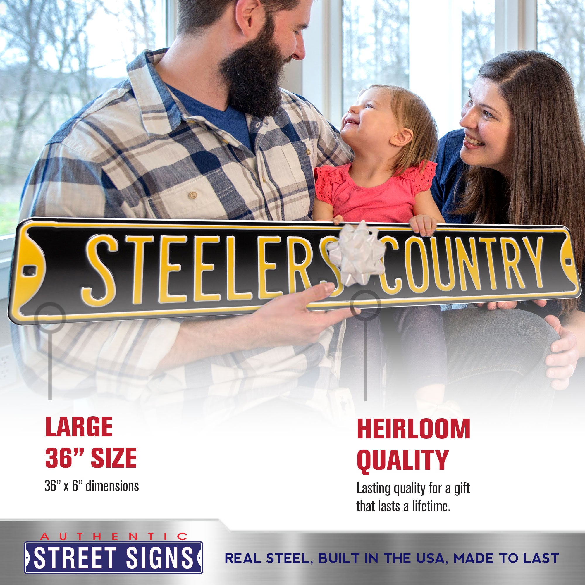 Pittsburgh Steelers - STEELERS COUNTRY - Embossed Steel Street Sign