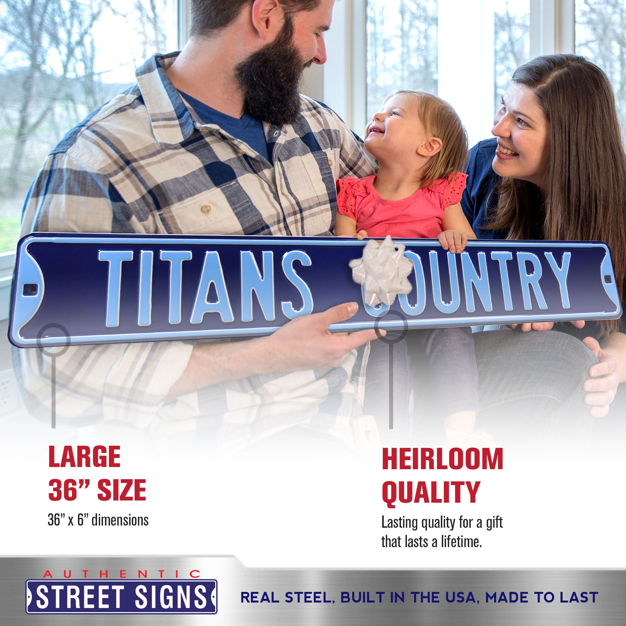 Tennessee Titans - TITANS COUNTRY - Embossed Steel Street Sign
