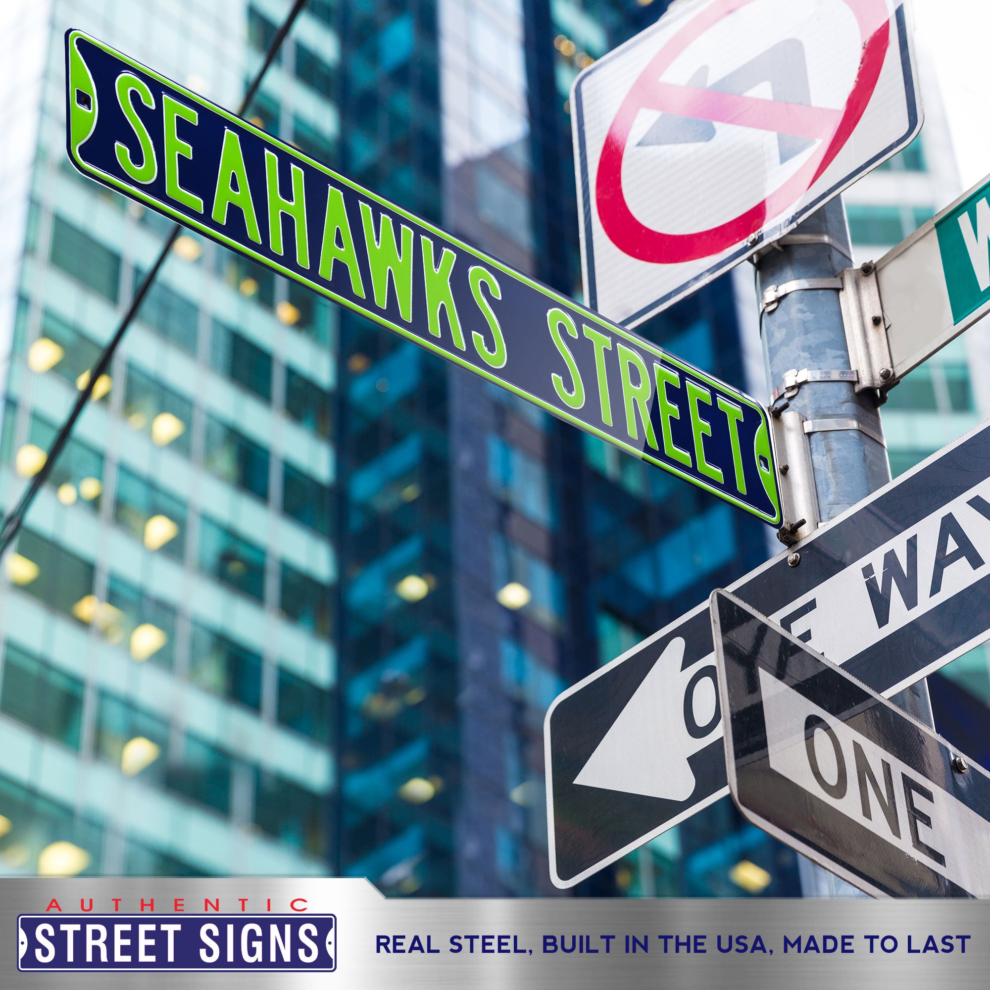 Seattle Seahawks - SEAHAWKS STREET - Embossed Steel Street Sign