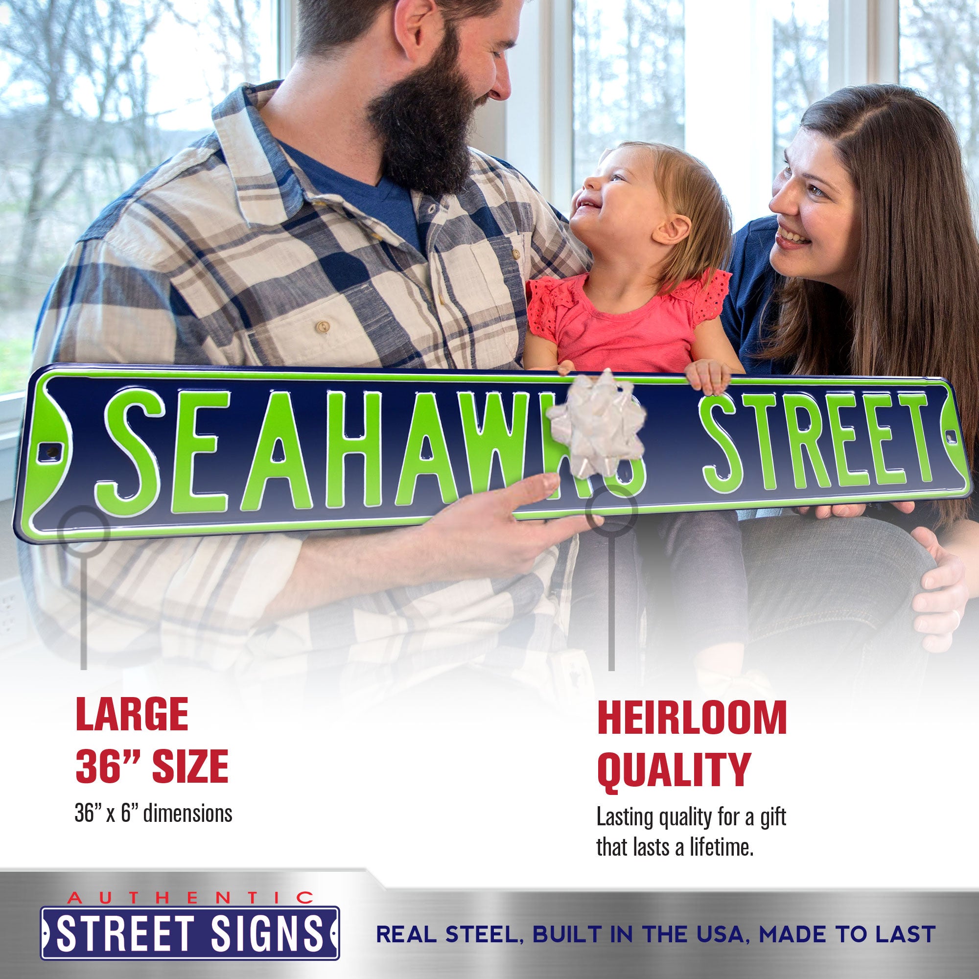 Seattle Seahawks - SEAHAWKS STREET - Embossed Steel Street Sign
