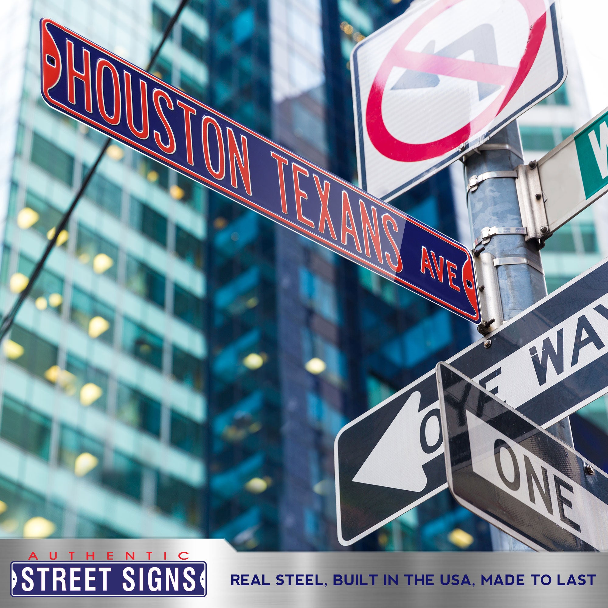 Houston Texans - HOUSTON TEXANS AVE - Embossed Steel Street Sign