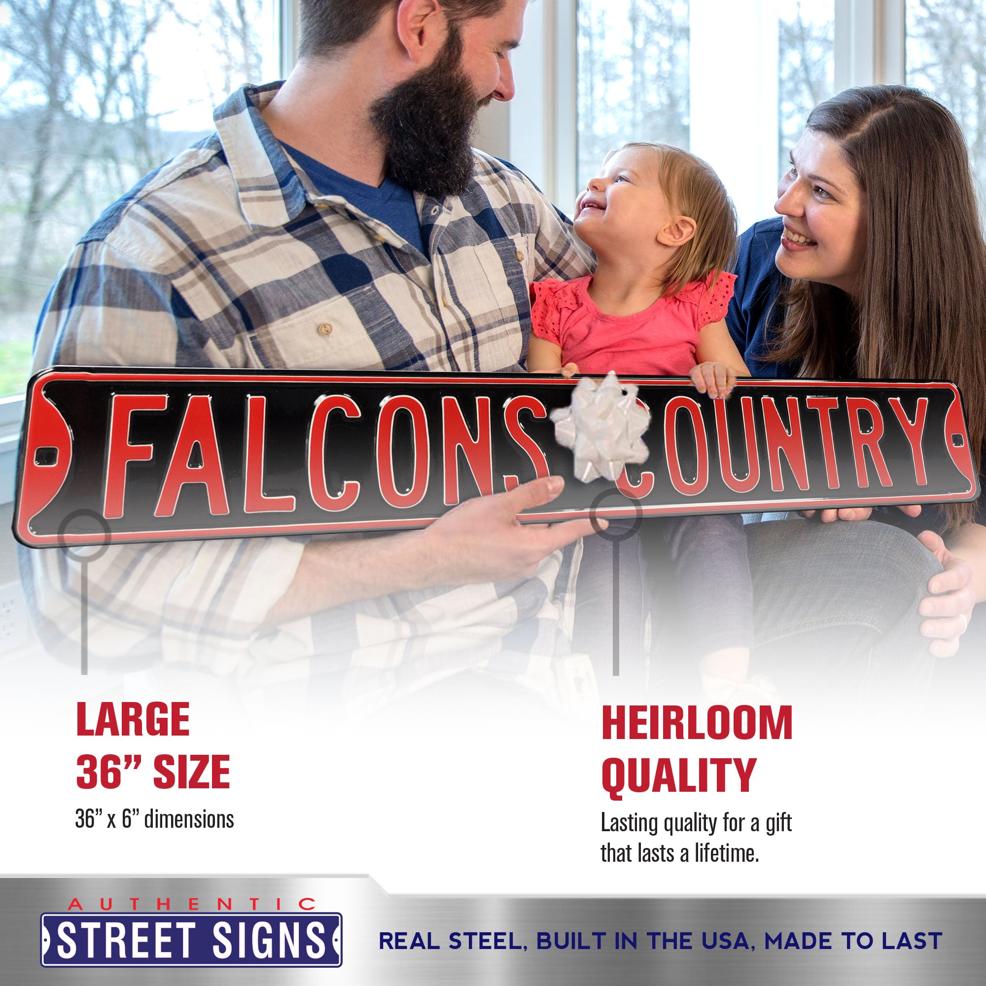 Atlanta Falcons - FALCONS COUNTRY - Embossed Steel Street Sign
