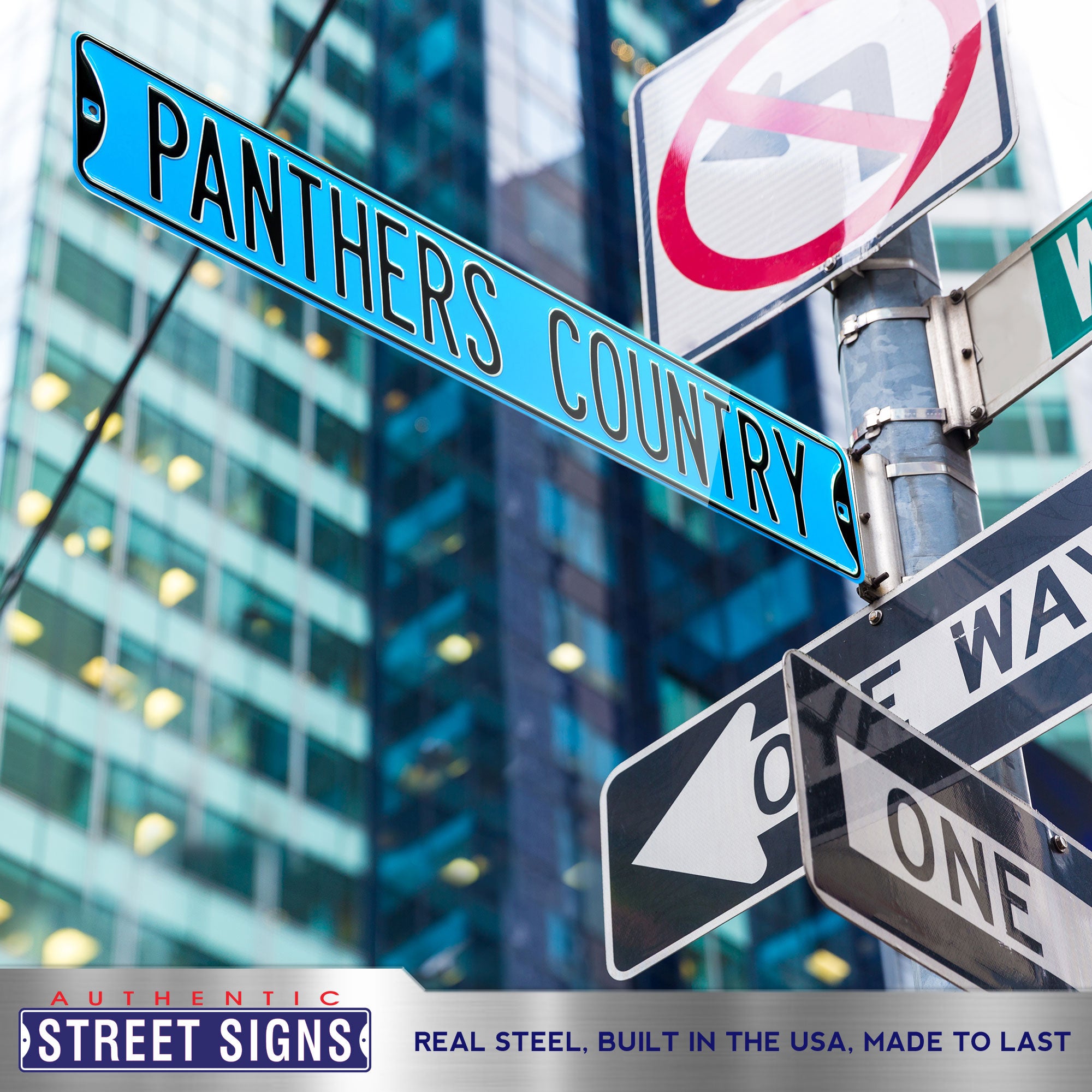 Carolina Panthers - PANTHERS COUNTRY - Throwback Embossed Steel Street Sign