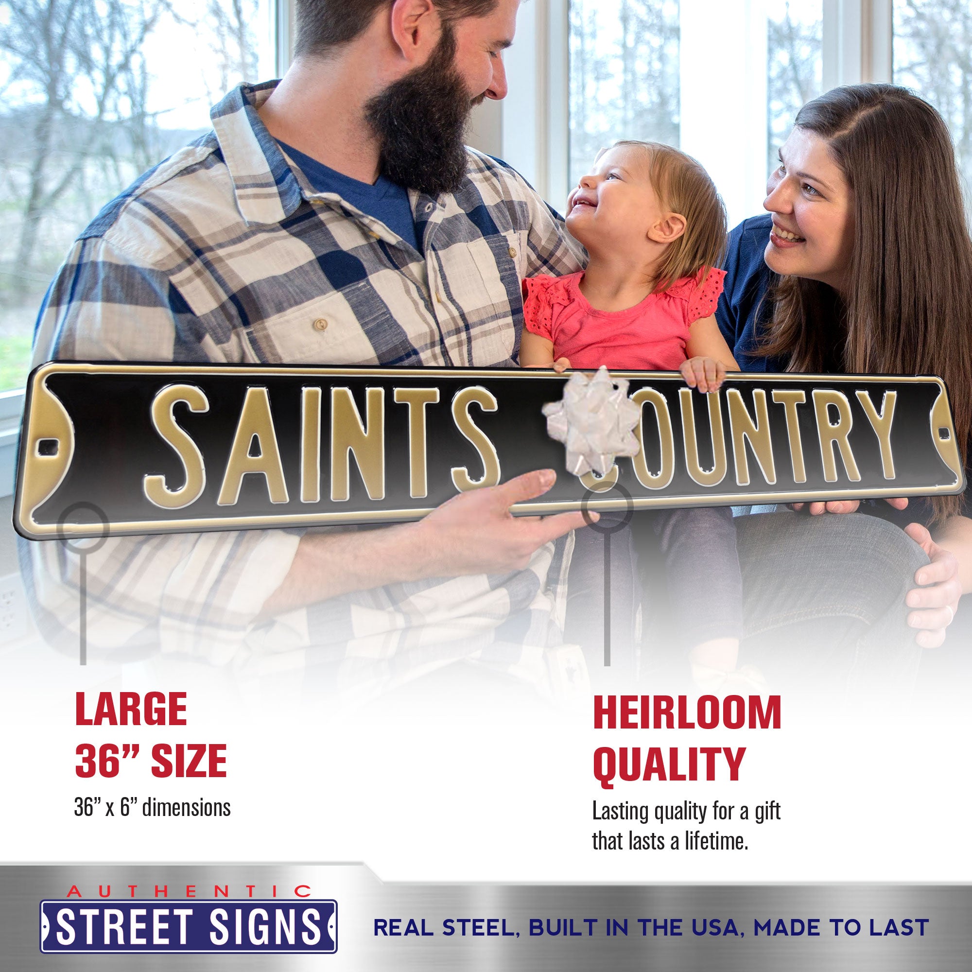 New Orleans Saints - SAINTS COUNTRY - Embossed Steel Street Sign