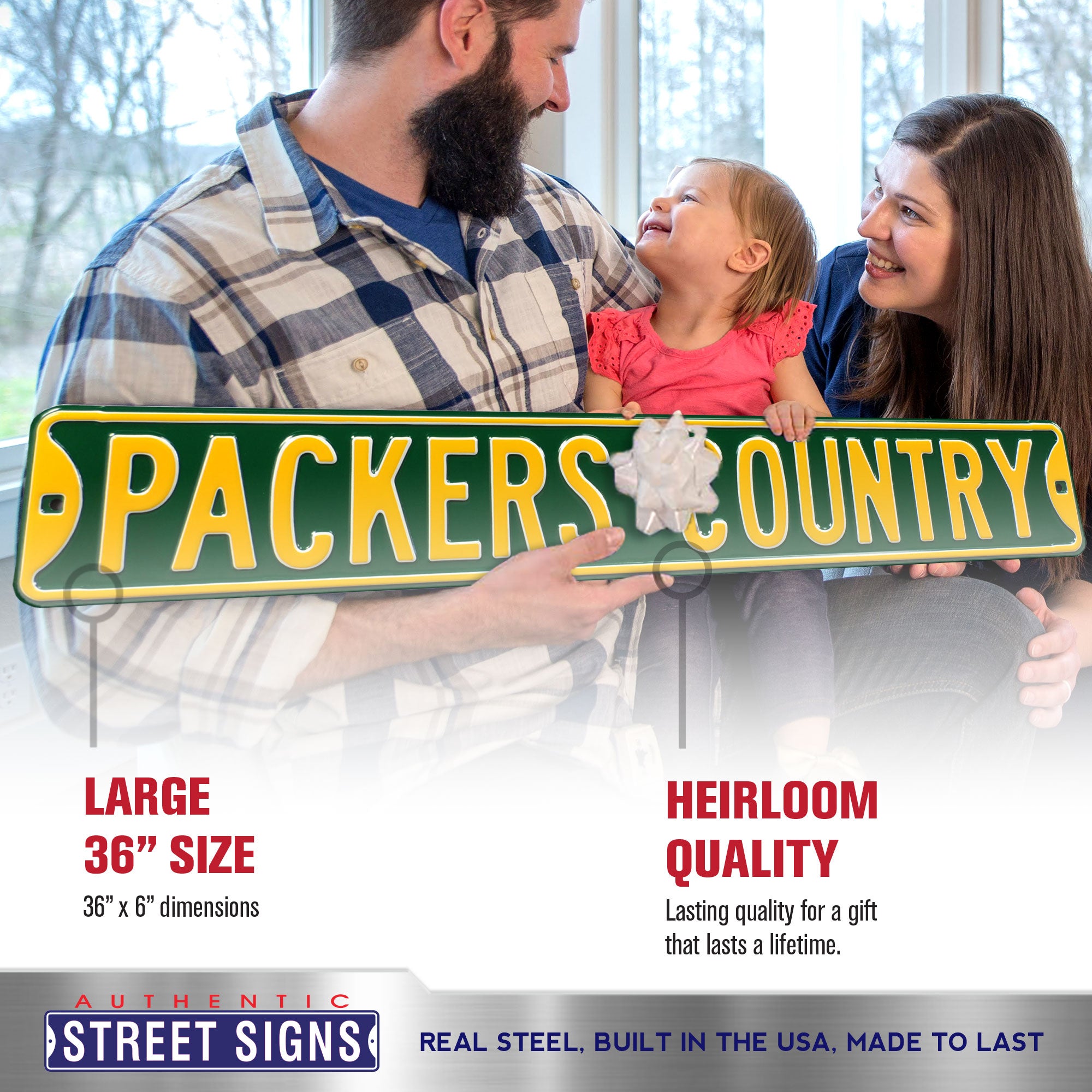 Green Bay Packers - PACKERS COUNTRY - Embossed Steel Street Sign