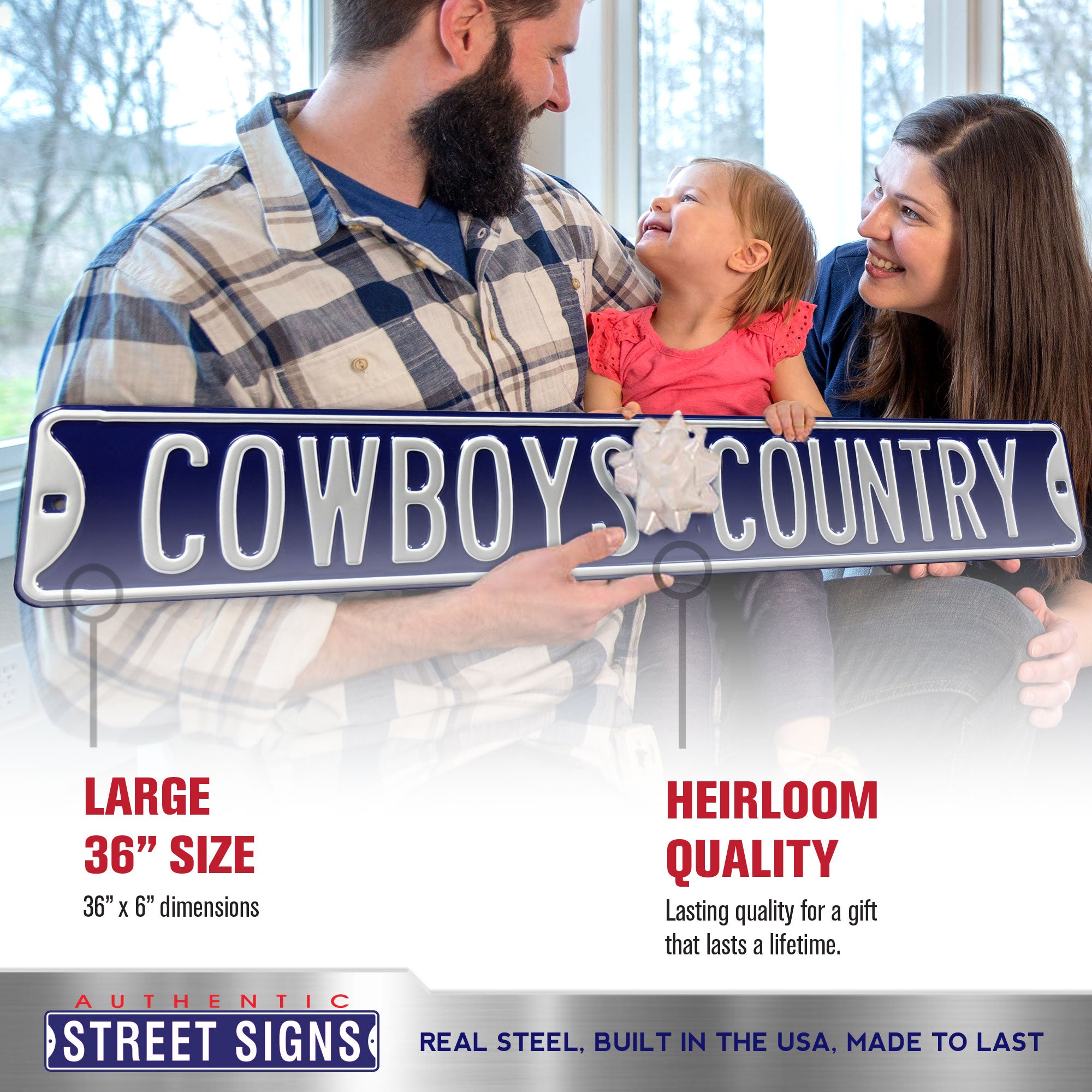 Dallas Cowboys - COWBOYS COUNTRY - Embossed Steel Street Sign