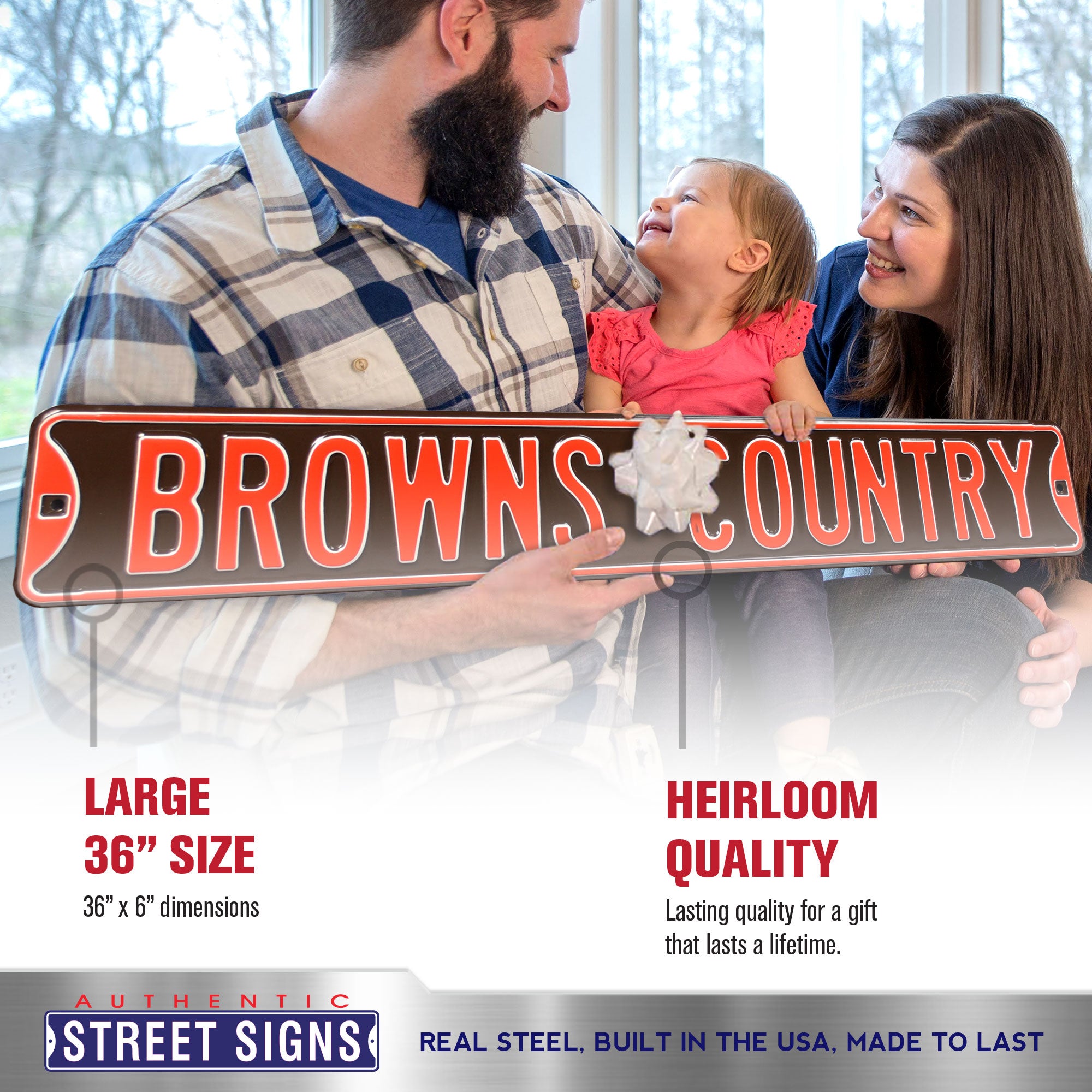 Cleveland Browns - BROWNS COUNTRY - Embossed Steel Street Sign