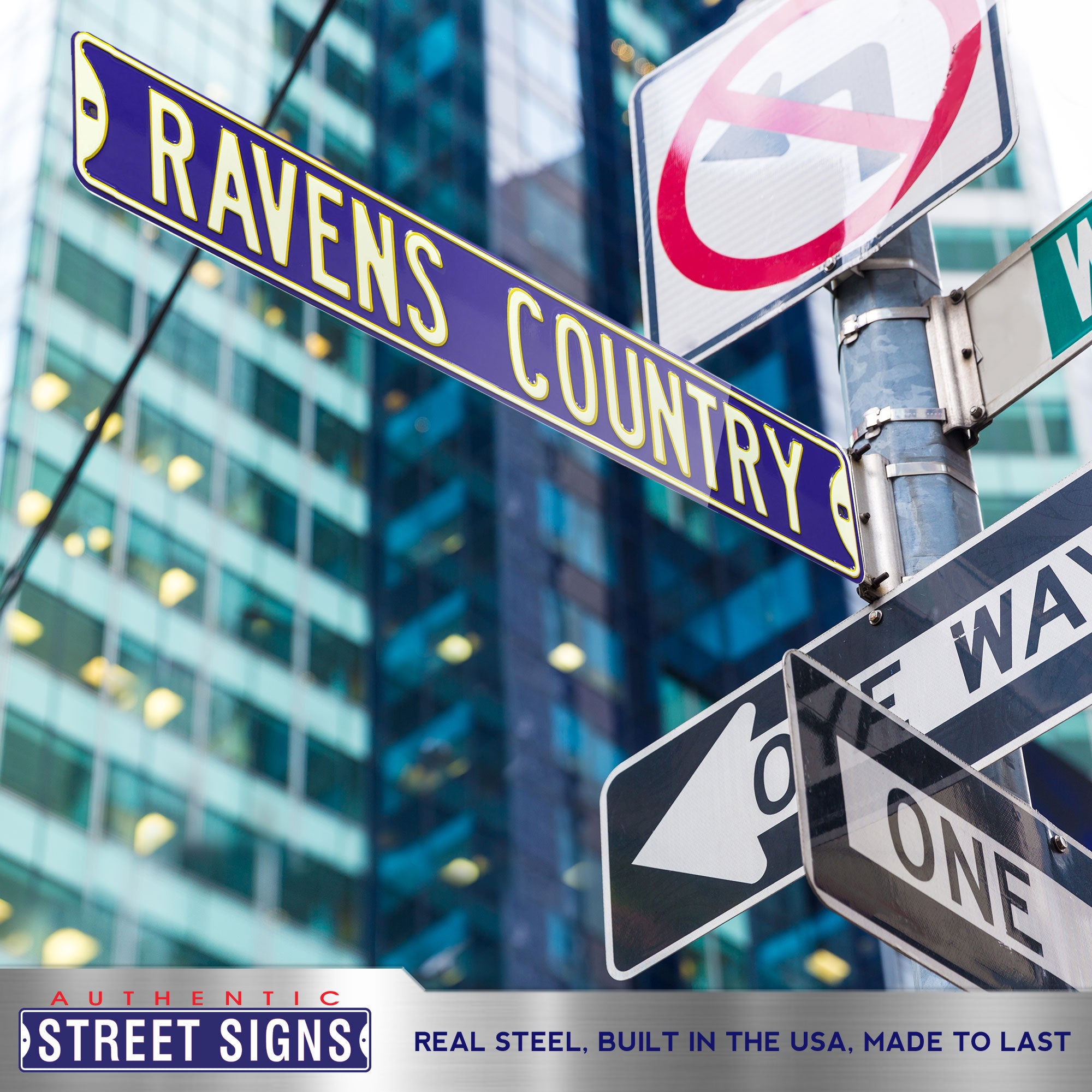 Baltimore Ravens - RAVENS COUNTRY - Embossed Steel Street Sign