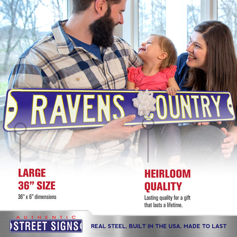 Baltimore Ravens - RAVENS COUNTRY - Embossed Steel Street Sign