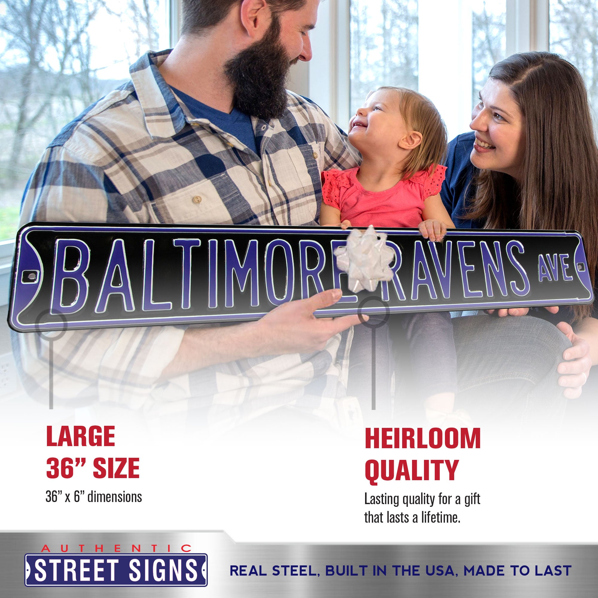 Baltimore Ravens - RAVENS AVE - Embossed Steel Street Sign