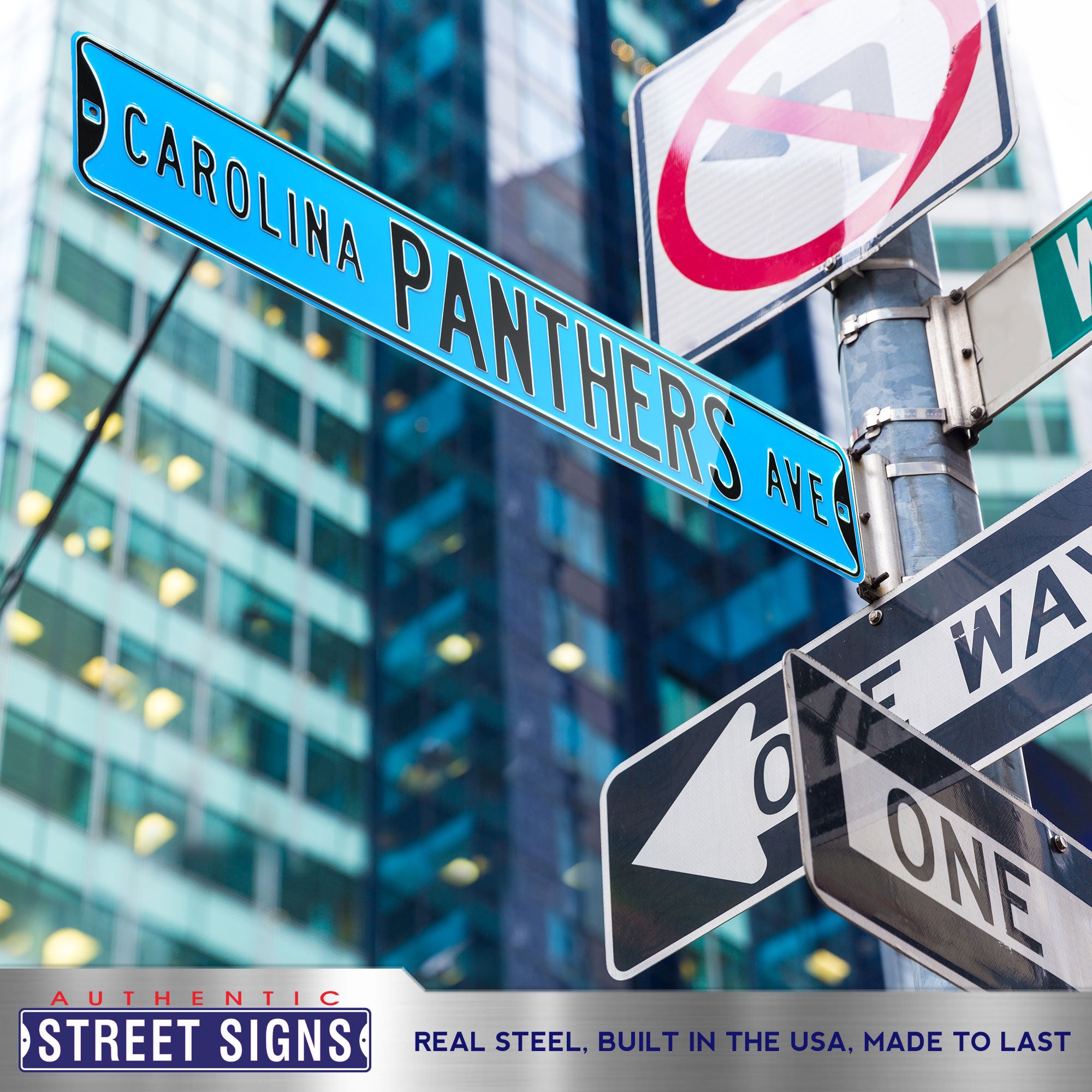 Carolina Panthers - PANTHERS AVE - Throwback Embossed Steel Street Sign