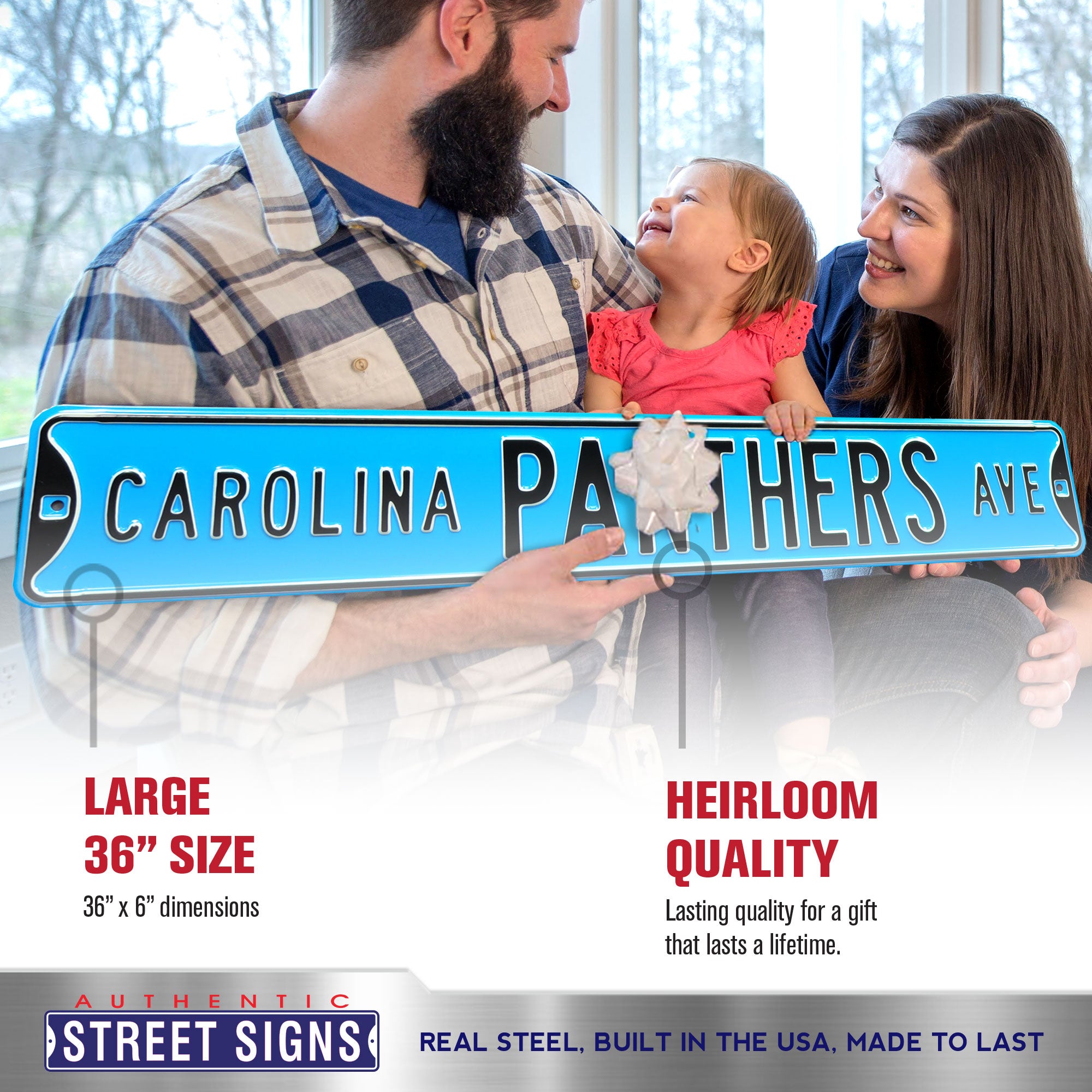 Carolina Panthers - PANTHERS AVE - Throwback Embossed Steel Street Sign