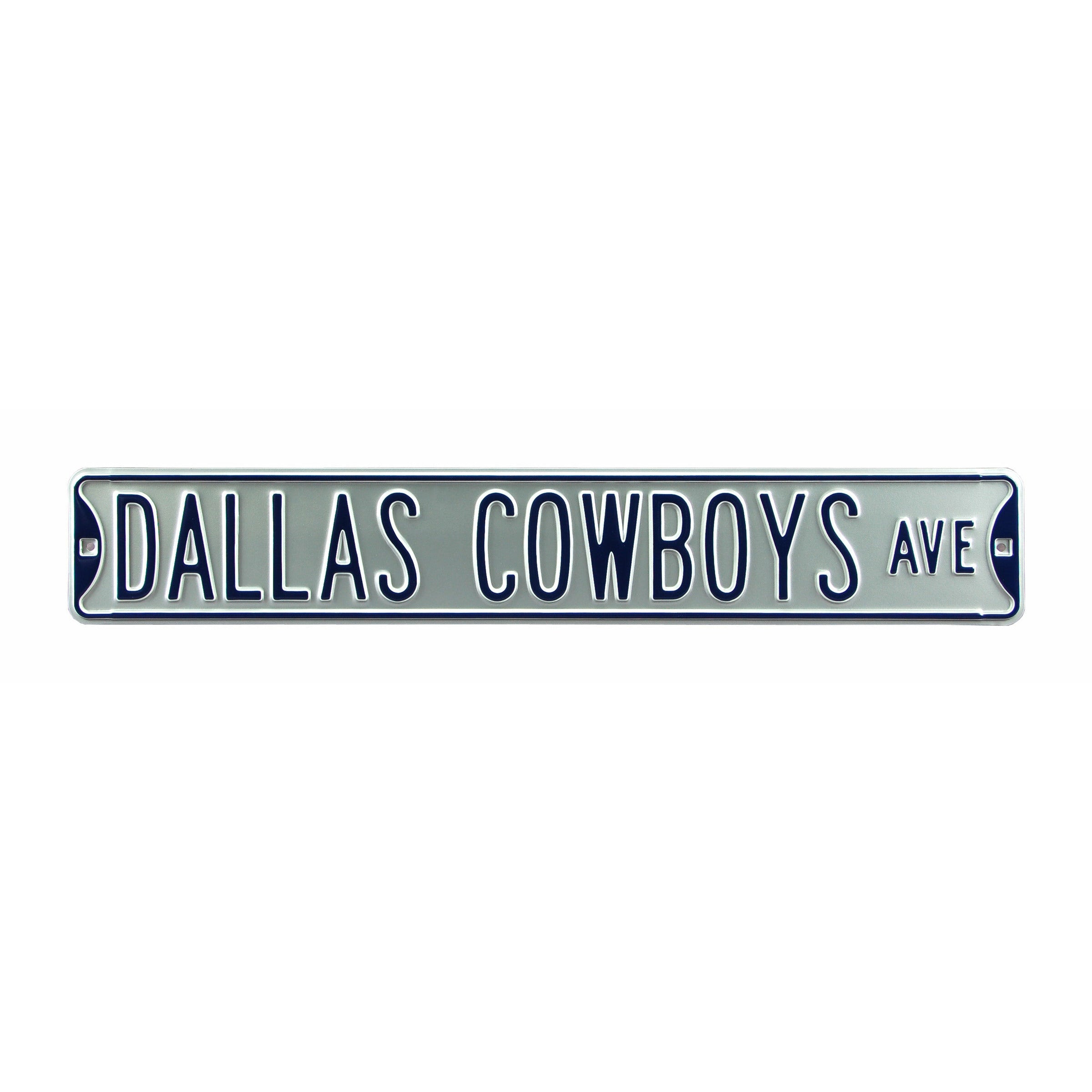 Dallas Cowboys - DALLAS COWBOYS AVE - Silver Embossed Steel Street Sign