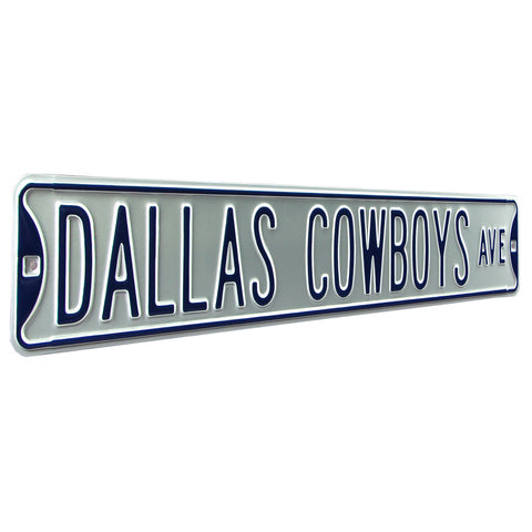 Dallas Cowboys - DALLAS COWBOYS AVE - Silver Embossed Steel Street Sign