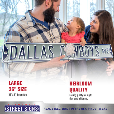 Dallas Cowboys - DALLAS COWBOYS AVE - Silver Embossed Steel Street Sign