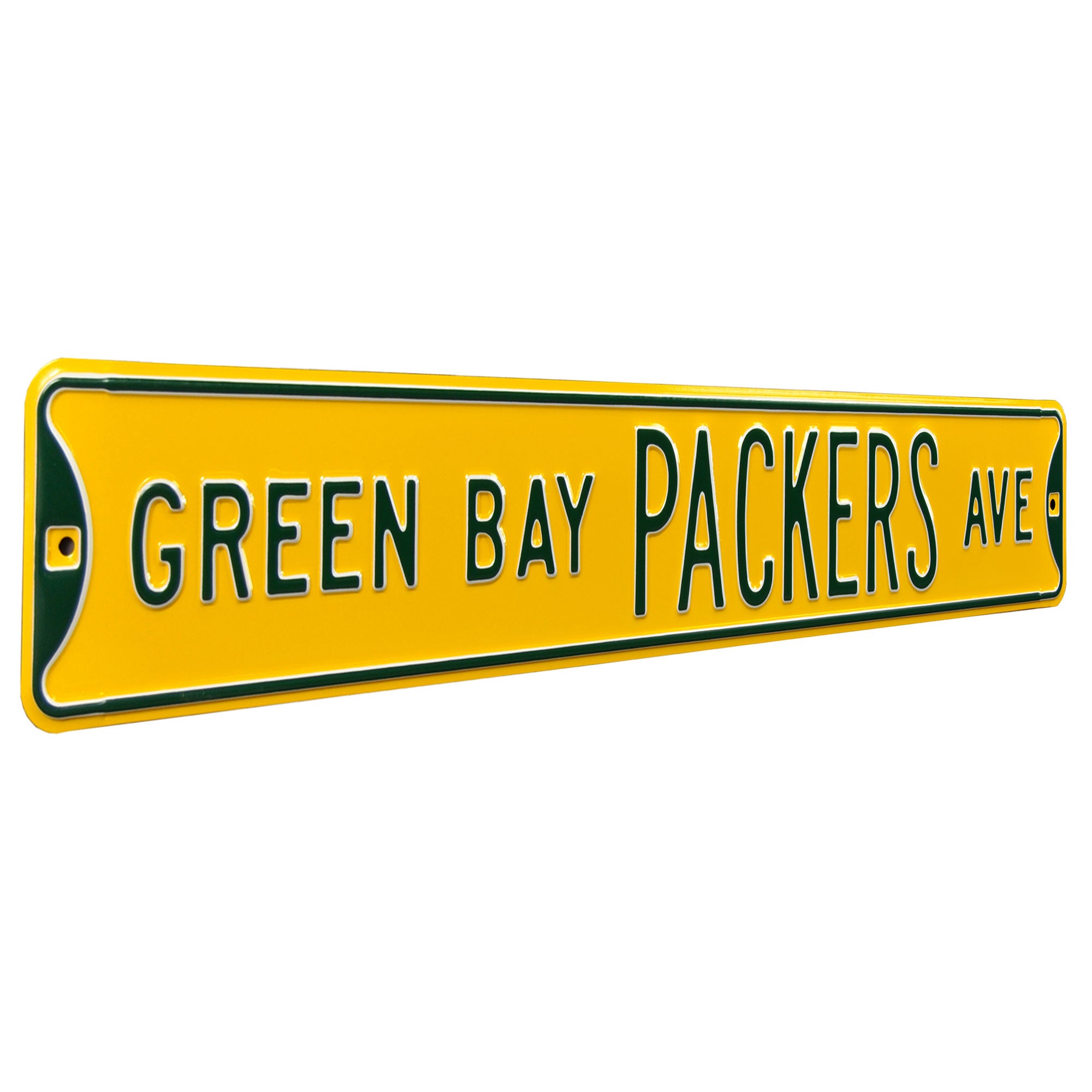 Green Bay Packers - GREEN BAY PACKERS AVE - Yellow Embossed Steel Street Sign