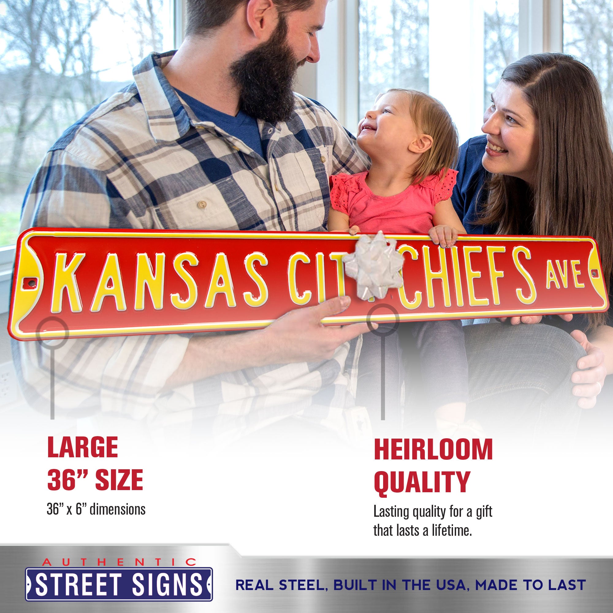 Kansas City Chiefs - CHIEFS AVE - Embossed Steel Street Sign