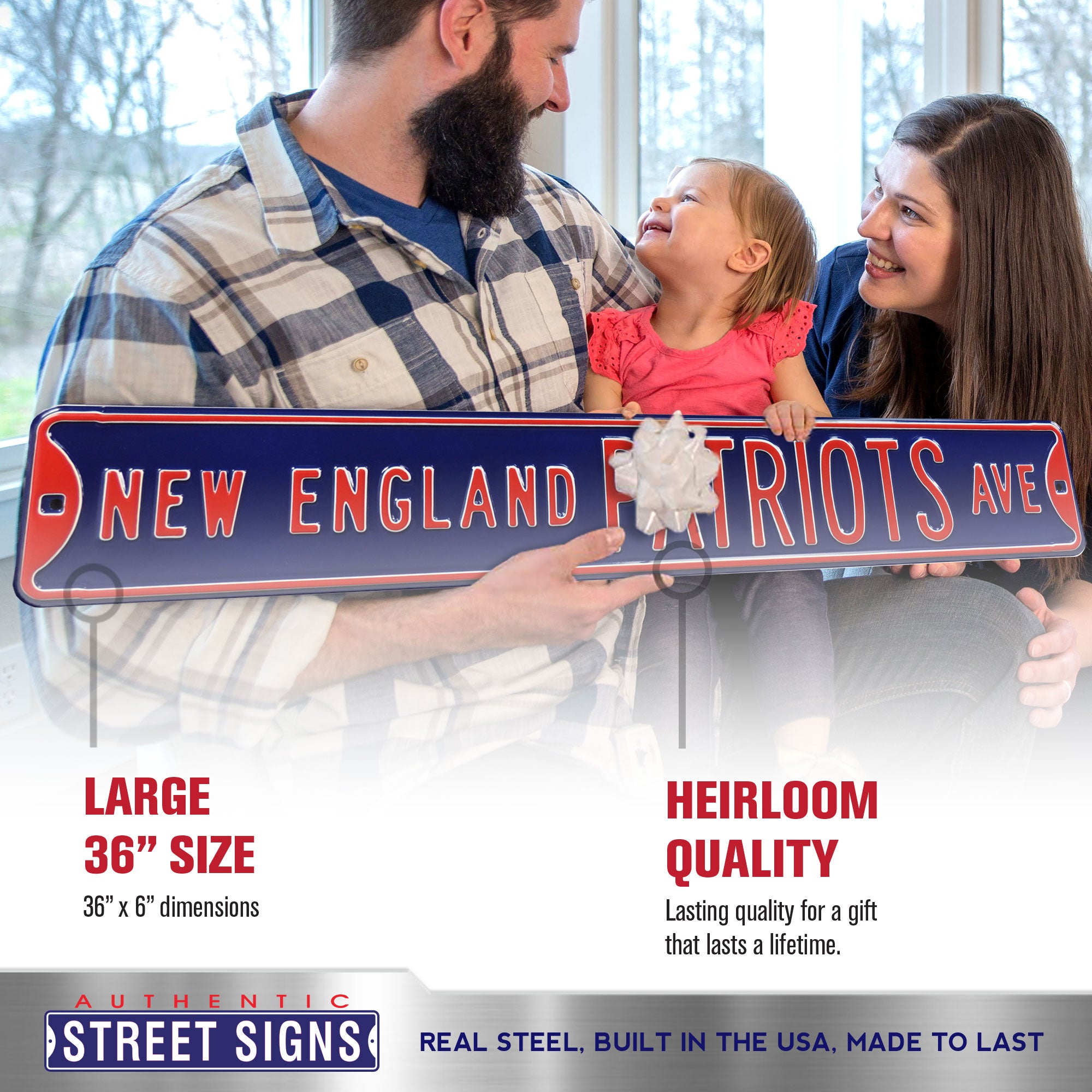 New England Patriots - PATRIOTS AVE - Embossed Steel Street Sign