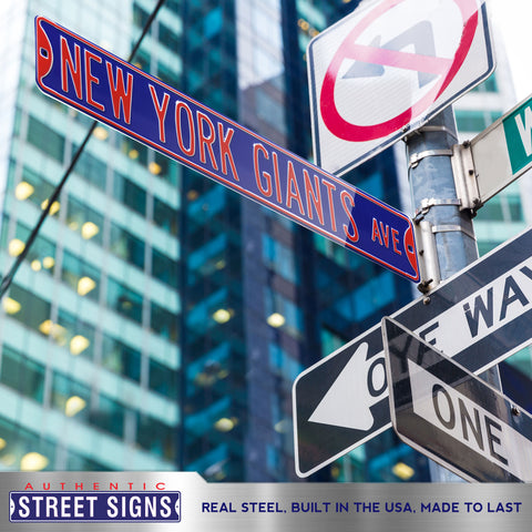 New York Giants - NEW YORK GIANTS AVE - Blue Embossed Steel Street Sign