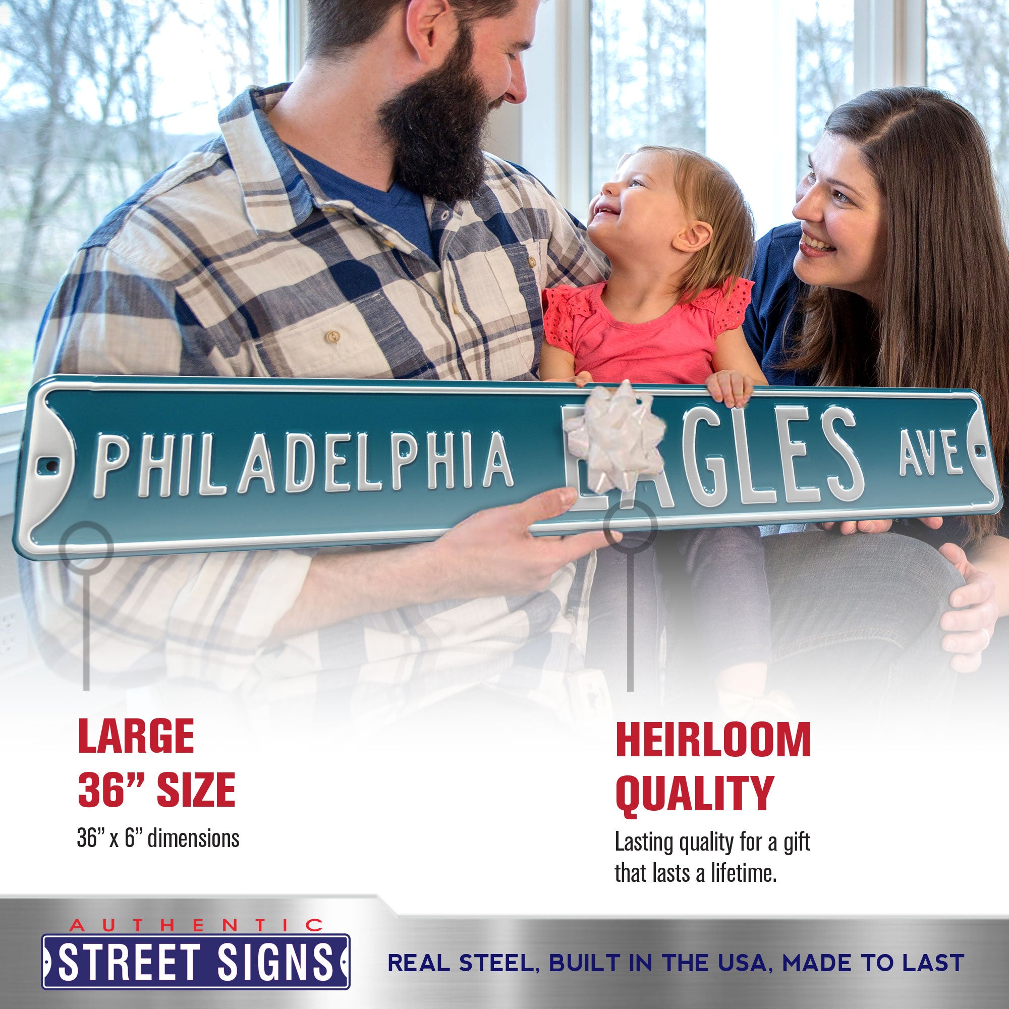 Philadelphia Eagles - PHILADELPHIA EAGLES AVE - Embossed Steel Street Sign