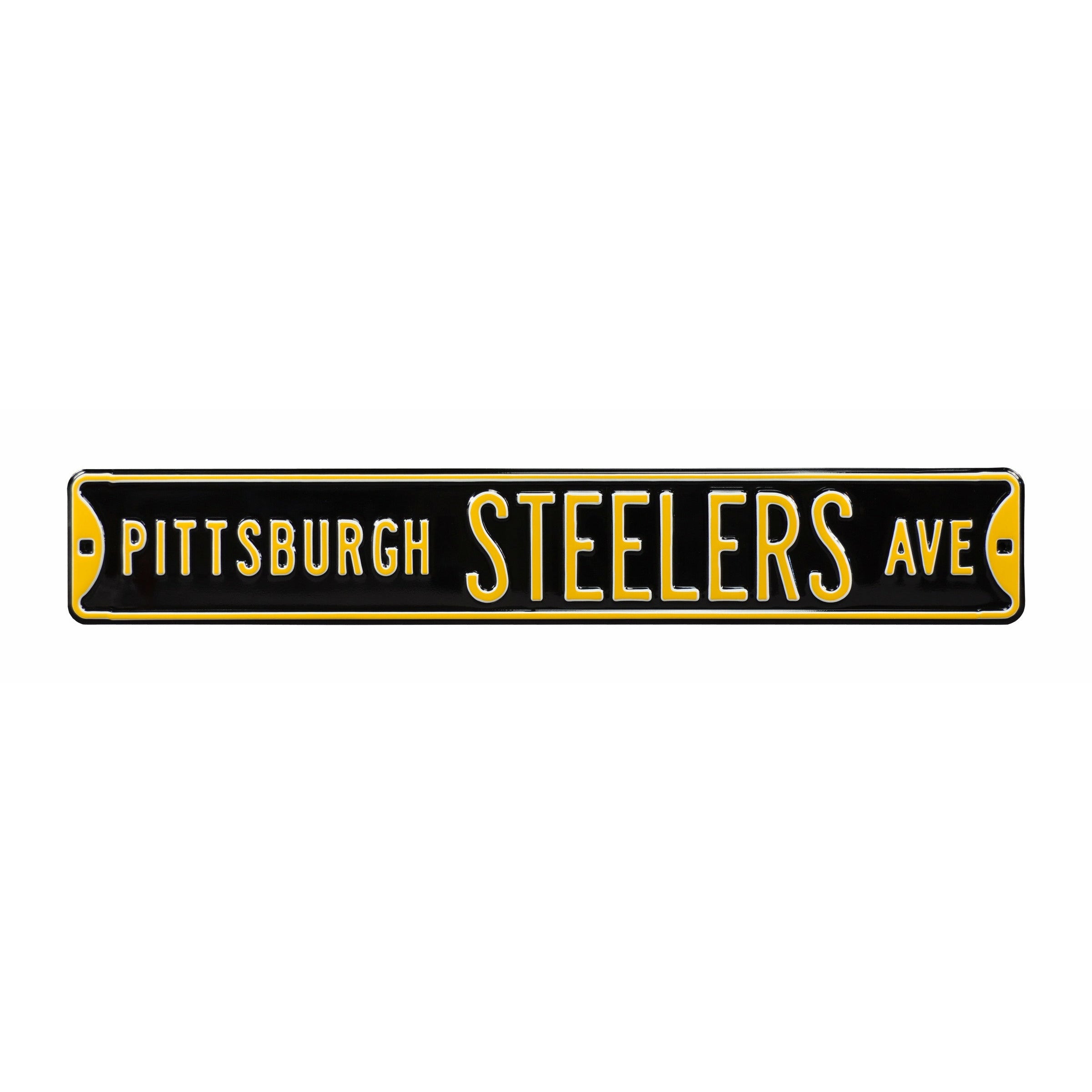 Pittsburgh Steelers - STEELERS AVE - Black Embossed Steel Street Sign