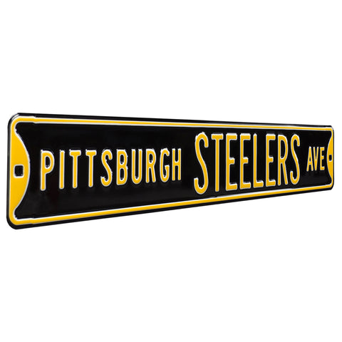 Pittsburgh Steelers - STEELERS AVE - Black Embossed Steel Street Sign