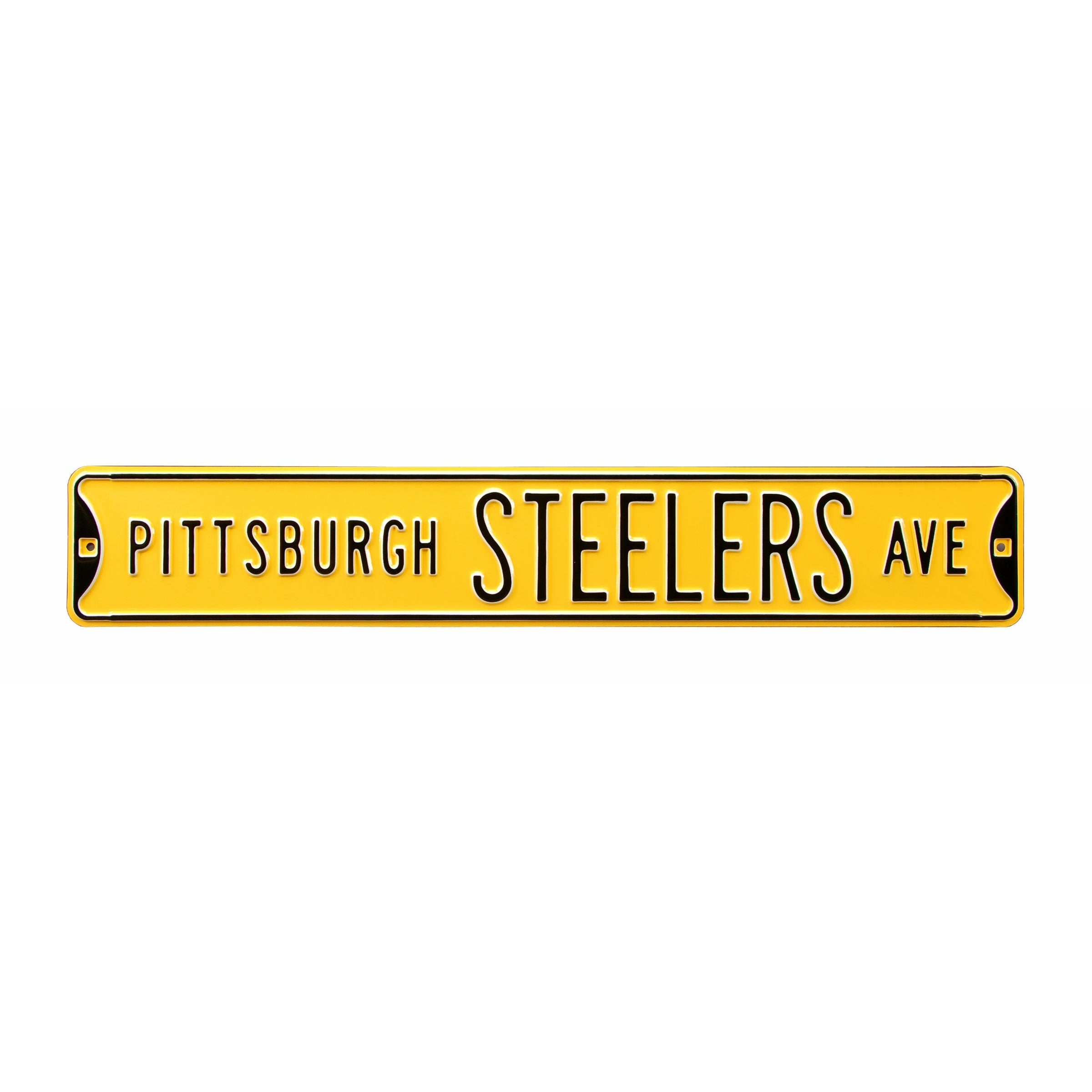 Pittsburgh Steelers - STEELERS AVE - Yellow Embossed Steel Street Sign