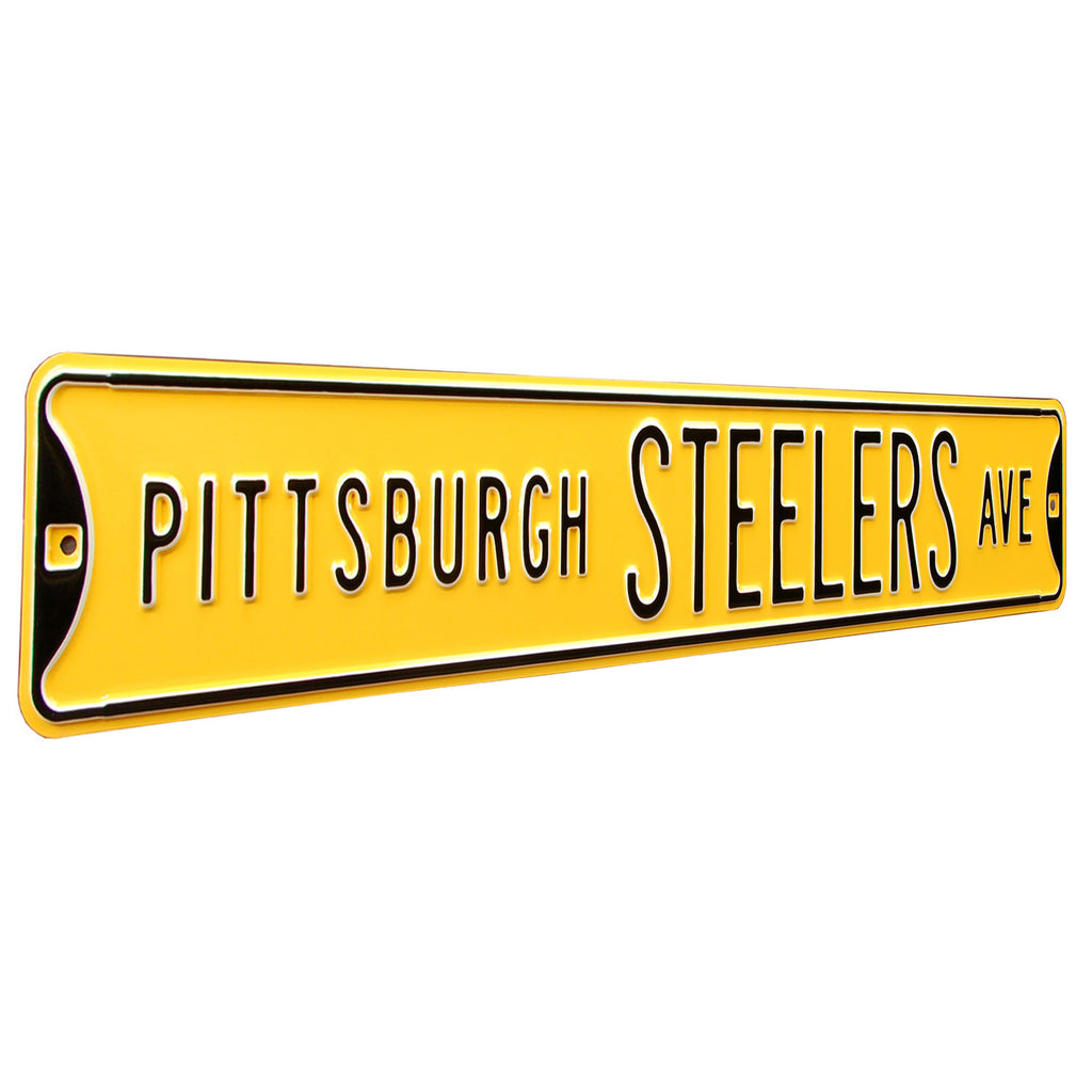 Pittsburgh Steelers - STEELERS AVE - Yellow Embossed Steel Street Sign