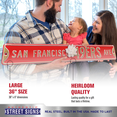 San Francisco 49ers - SAN FRANCISCO 49ERS AVE - Embossed Steel Street Sign