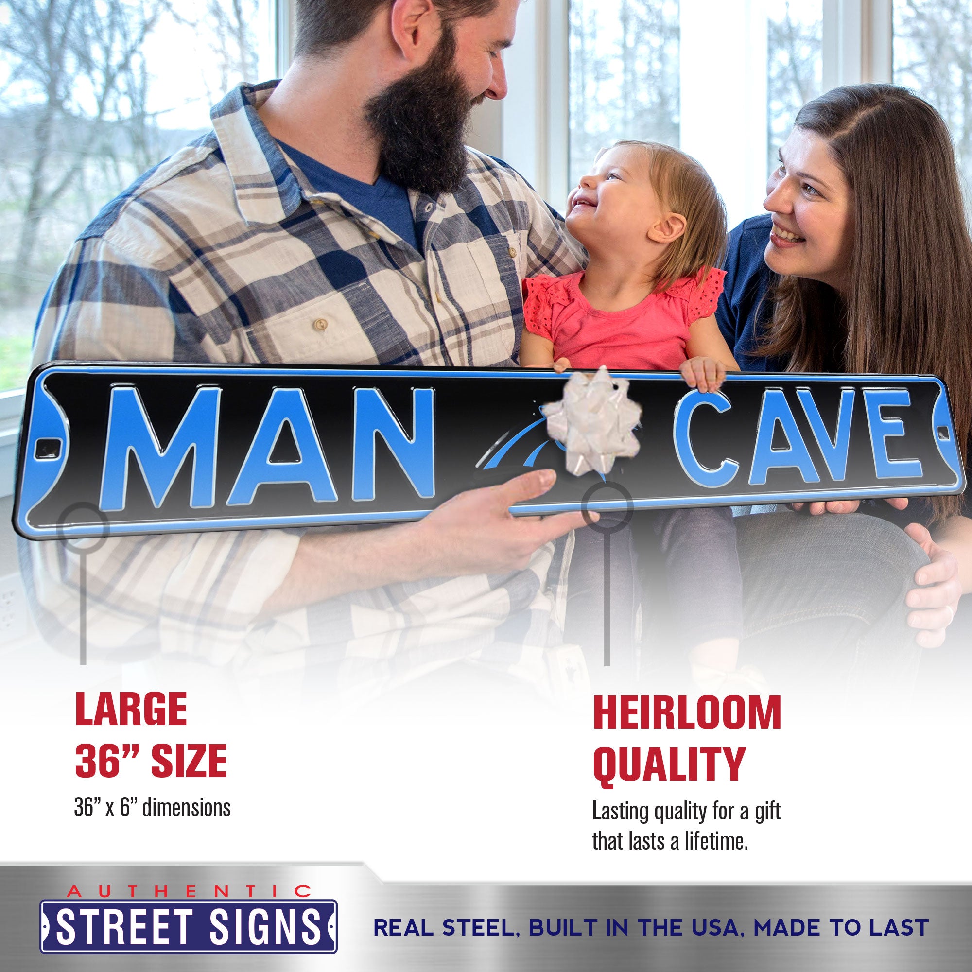 Carolina Panthers - MAN CAVE - Embossed Steel Street Sign