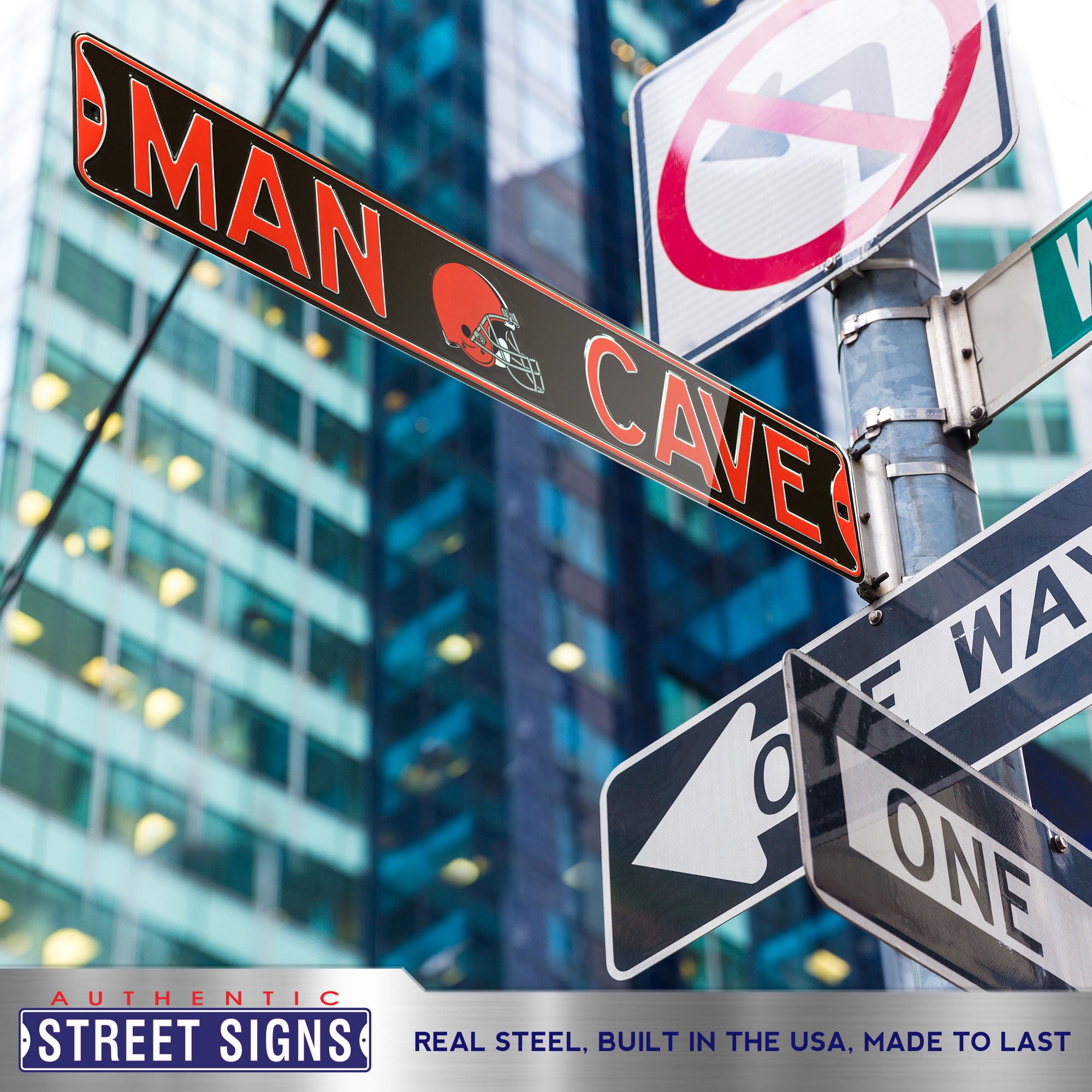 Cleveland Browns - MAN CAVE - Embossed Steel Street Sign