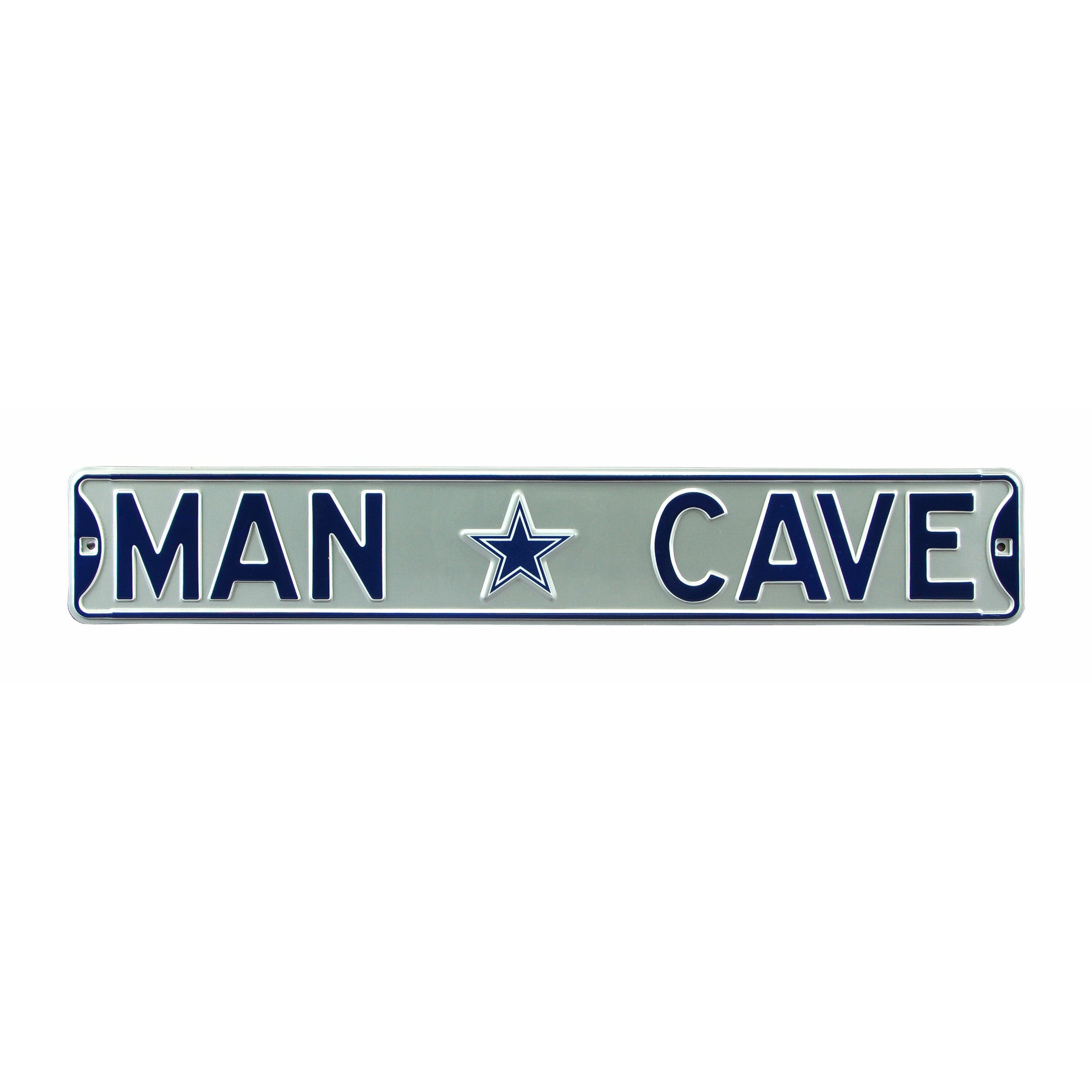 Dallas Cowboys - MAN CAVE - Silver Embossed Steel Street Sign