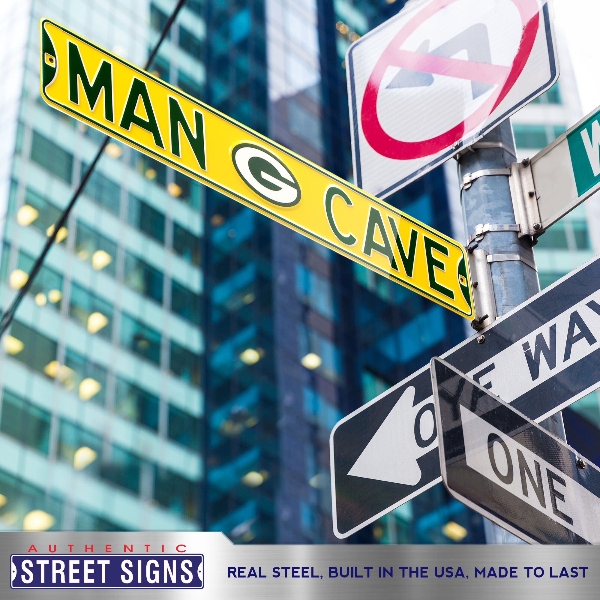 Green Bay Packers - MAN CAVE - Embossed Steel Street Sign
