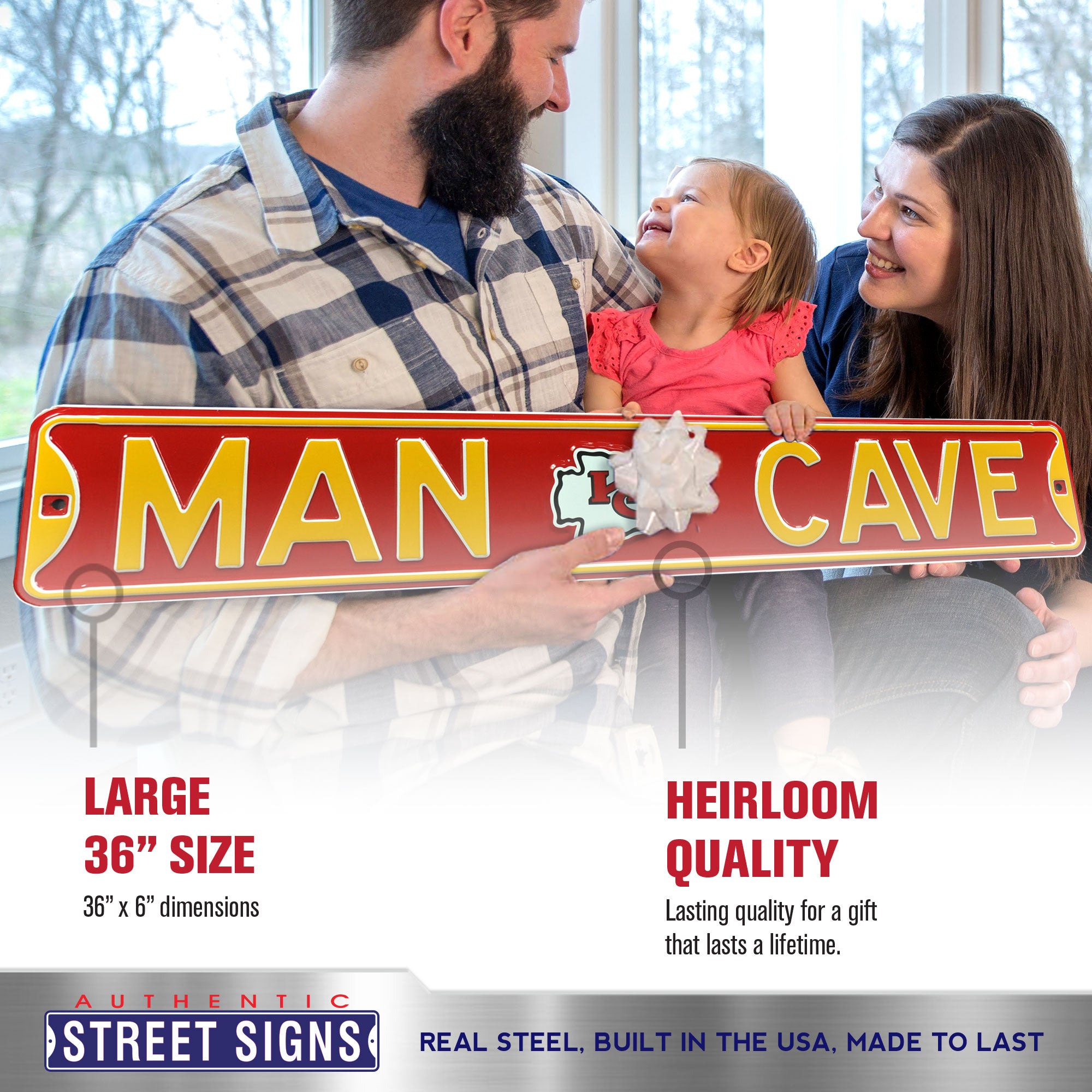Kansas City Chiefs - MAN CAVE - Embossed Steel Street Sign