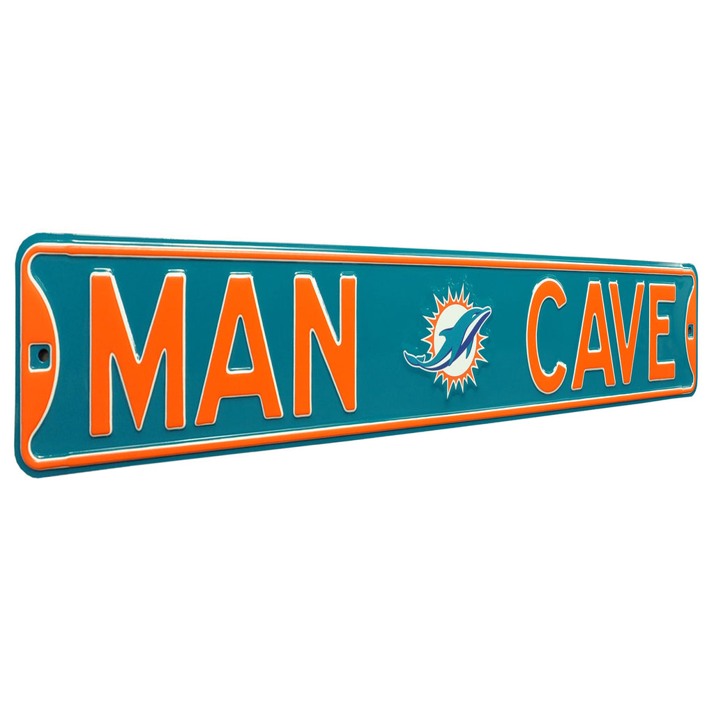 Miami Dolphins - MAN CAVE - Embossed Steel Street Sign –  authenticstreetsigns