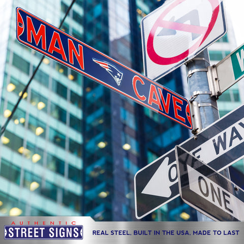 New England Patriots - MAN CAVE - Embossed Steel Street Sign