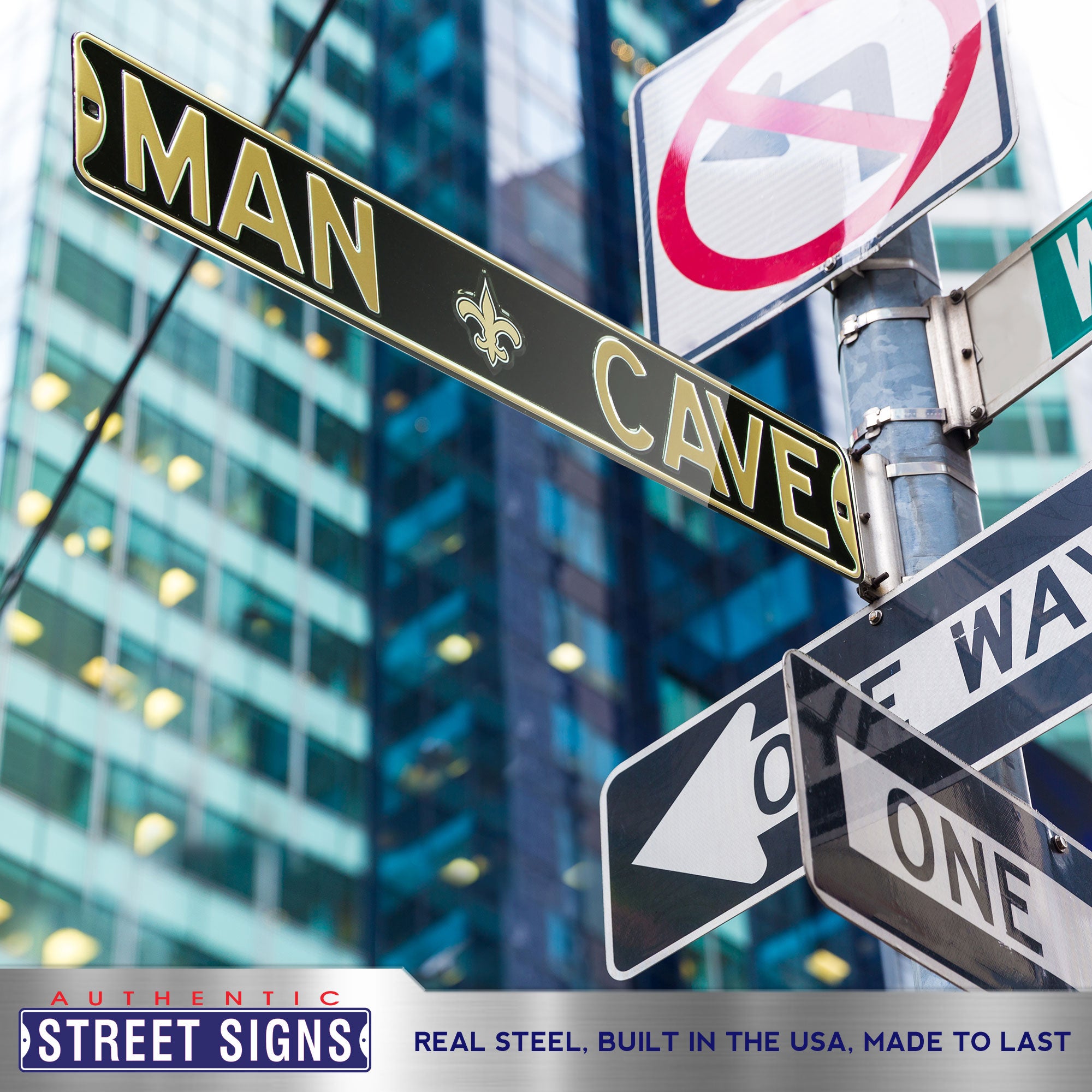 New Orleans Saints - MAN CAVE - Embossed Steel Street Sign