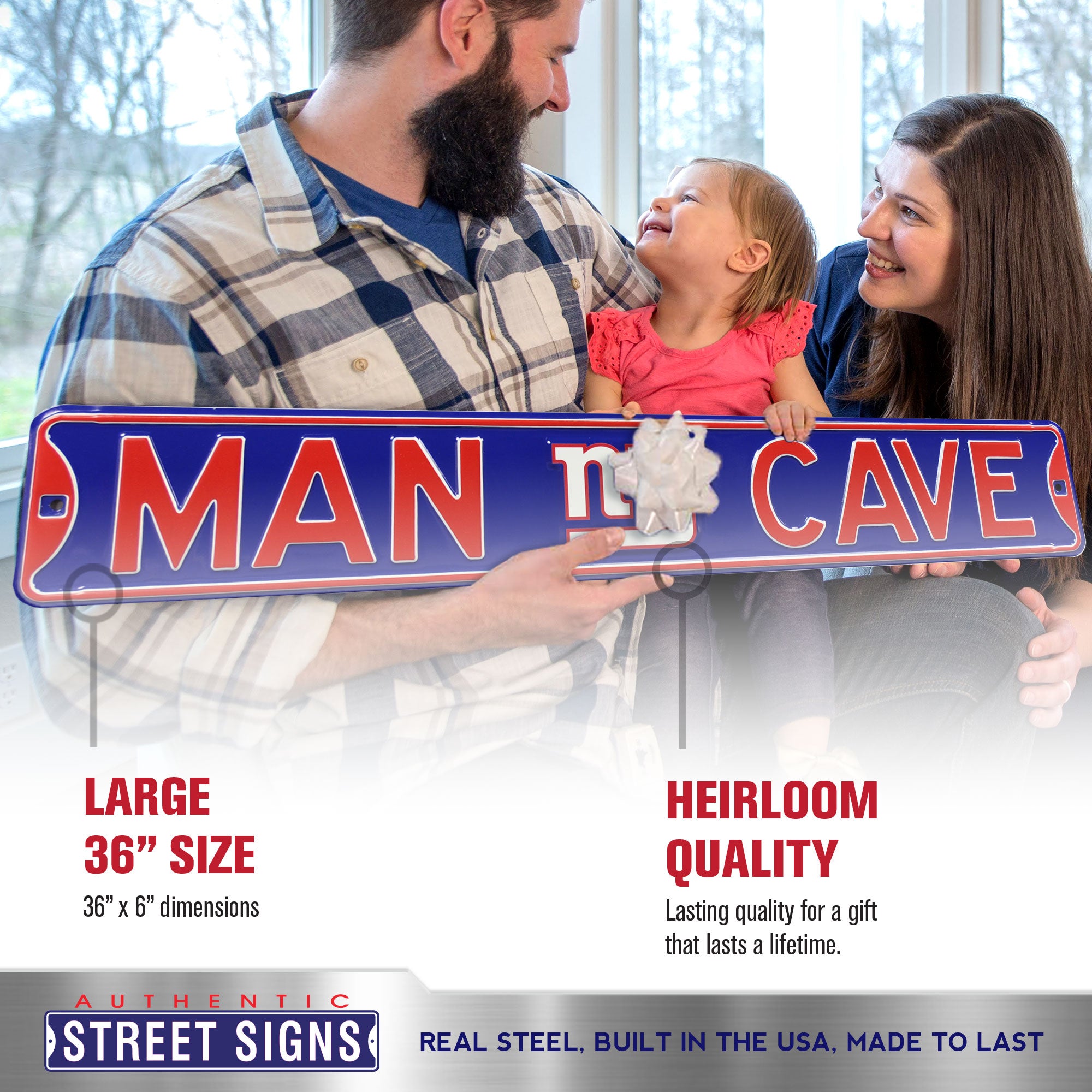 New York Giants - MAN CAVE - Embossed Steel Street Sign