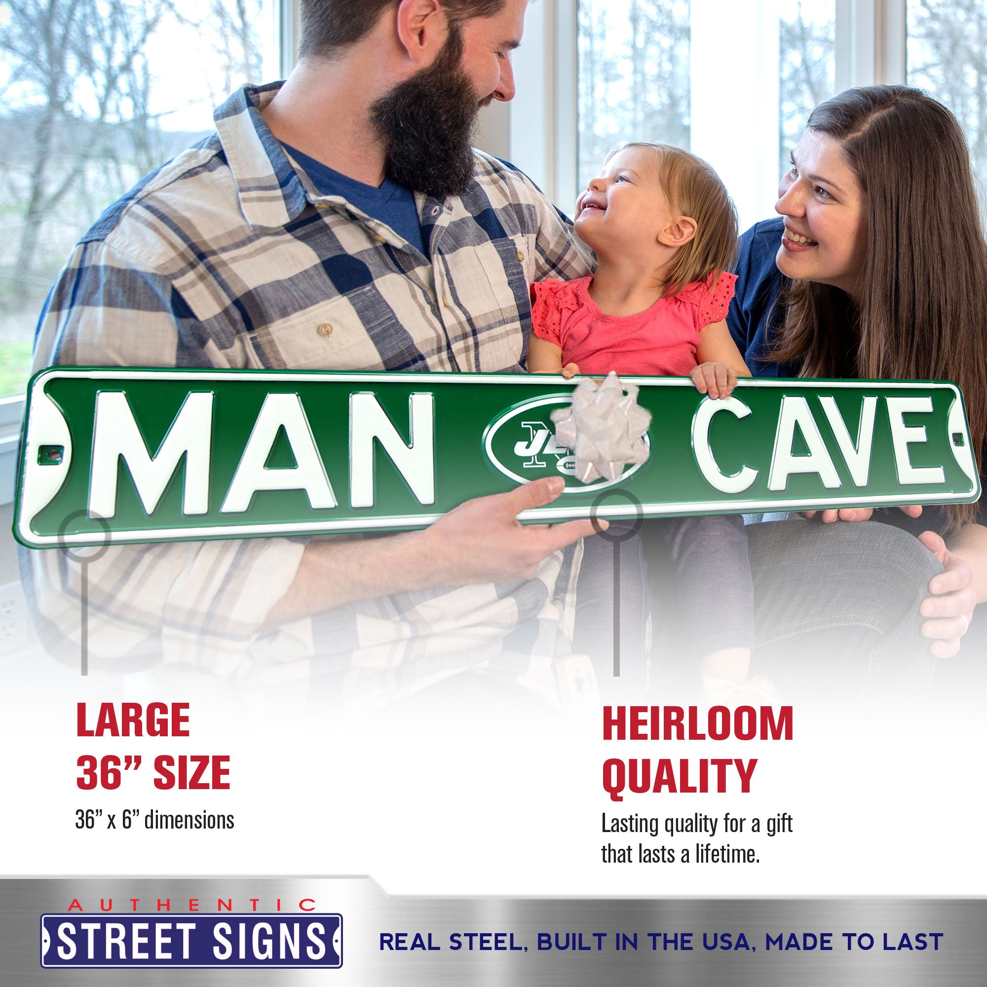 New York Jets - MAN CAVE - Embossed Steel Street Sign