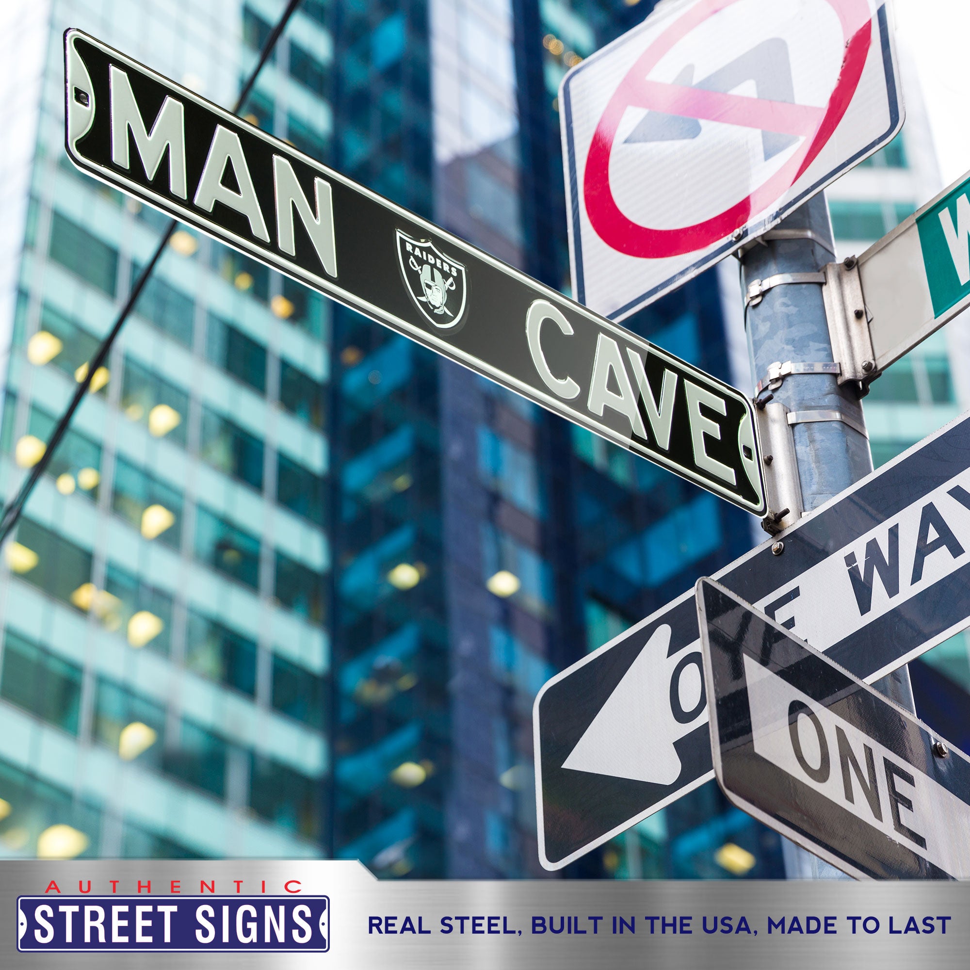 Las Vegas Raiders - MAN CAVE - Embossed Steel Street Sign