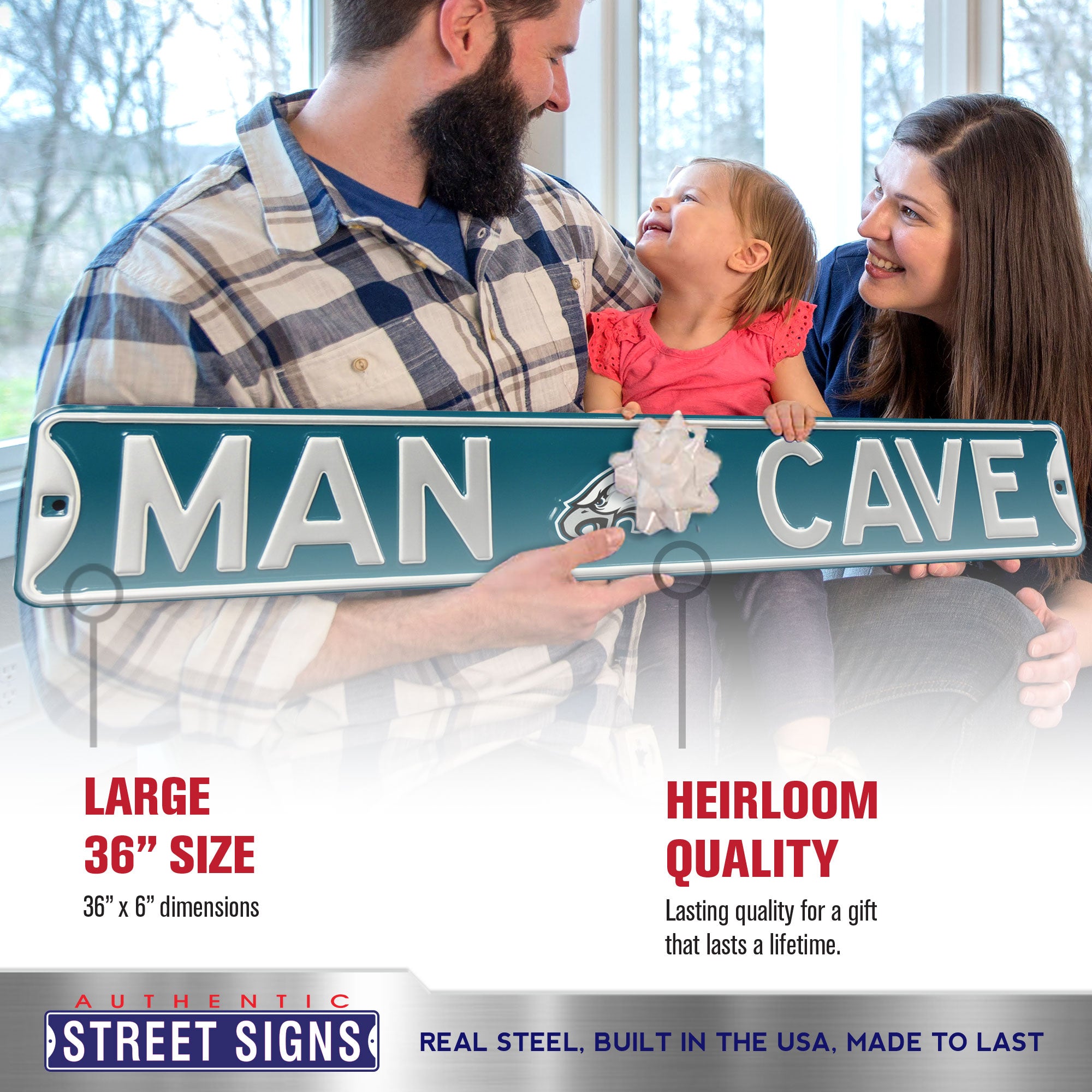 Philadelphia Eagles - MAN CAVE - Embossed Steel Street Sign